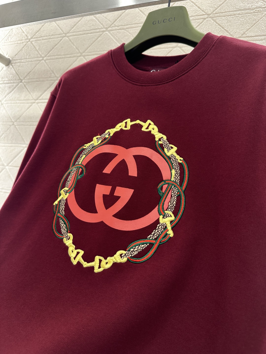 ♥Gucc*♥2026新品上架 贺岁圆领刺绣徽标卫衣新年贺岁系列#定制YB原生全棉材质，久洗不易变形起球