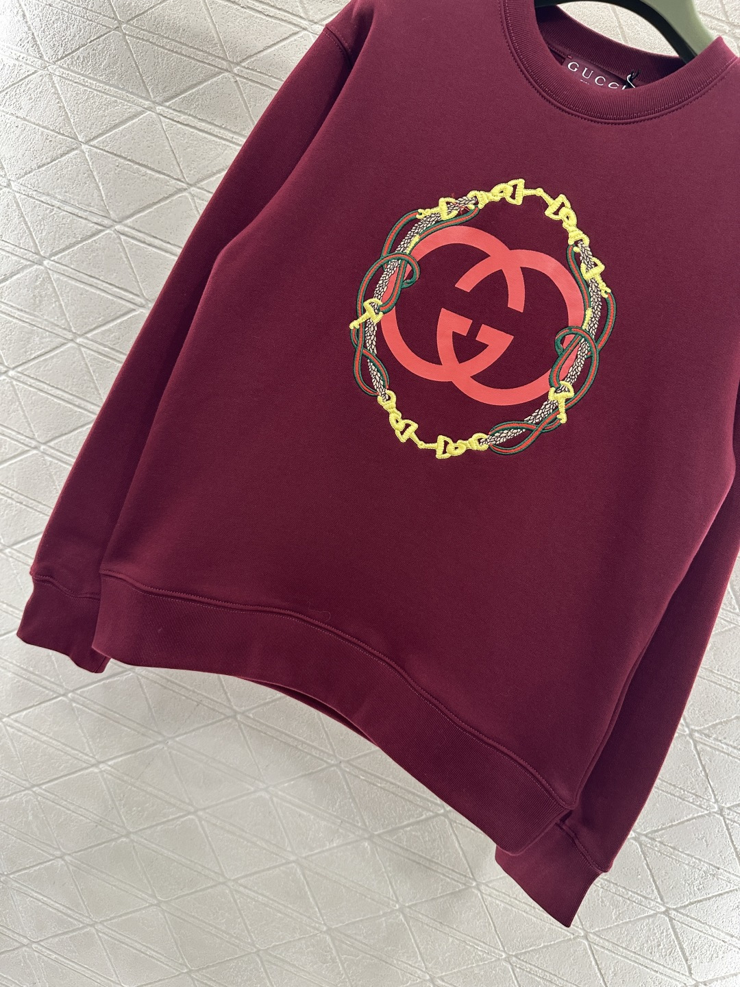 ♥Gucc*♥2026新品上架 贺岁圆领刺绣徽标卫衣新年贺岁系列#定制YB原生全棉材质，久洗不易变形起球