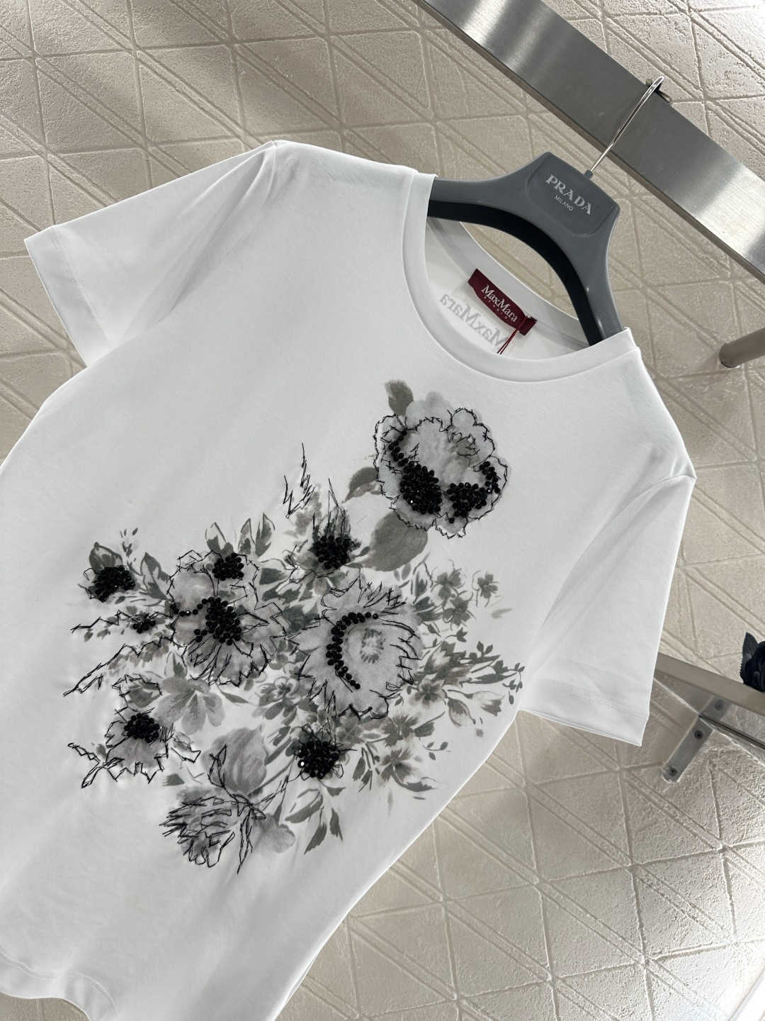 ♥Maxmar*♥2026新品上架 新中式钉珠印花圆领𝑇𝑒𝑒定制YB原生全棉材质，透气舒适，质感十足，常