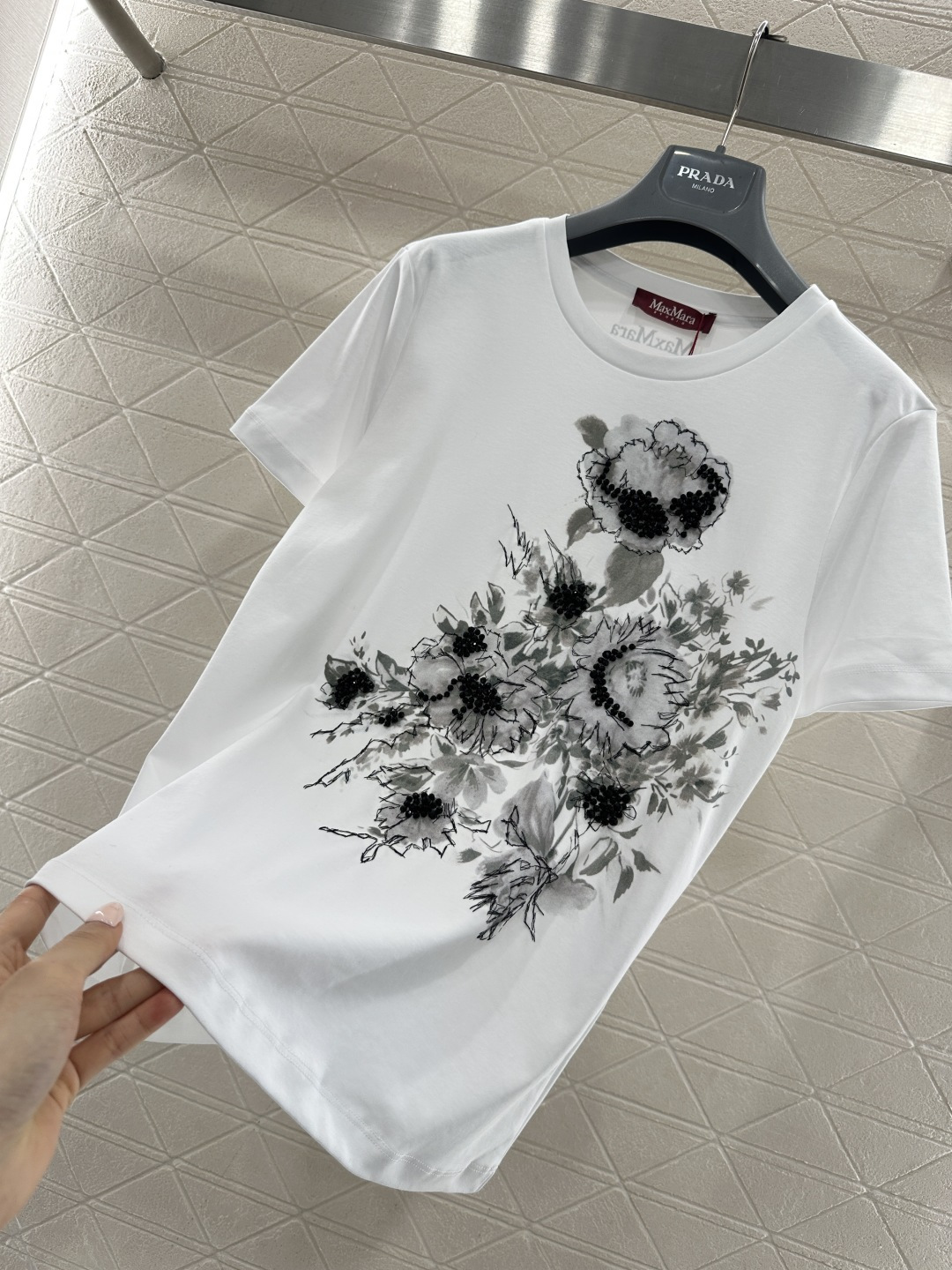 ♥Maxmar*♥2026新品上架 新中式钉珠印花圆领𝑇𝑒𝑒定制YB原生全棉材质，透气舒适，质感十足，常