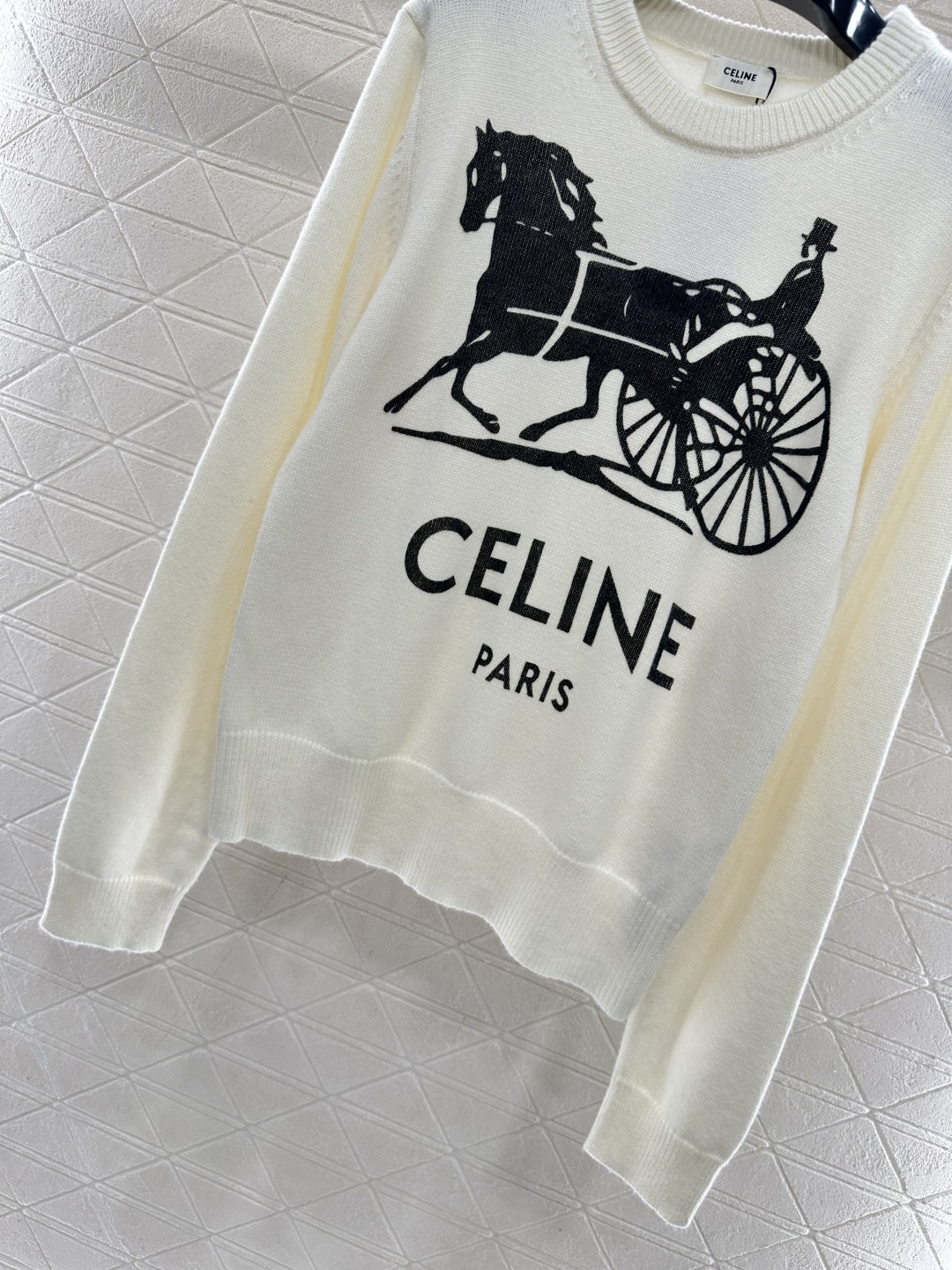 ♥Celin*♥2026新品上架 印花凯旋门针织毛衣定制YB羊绒纱线织造，穿搭舒适，质感十足，圆领针织套