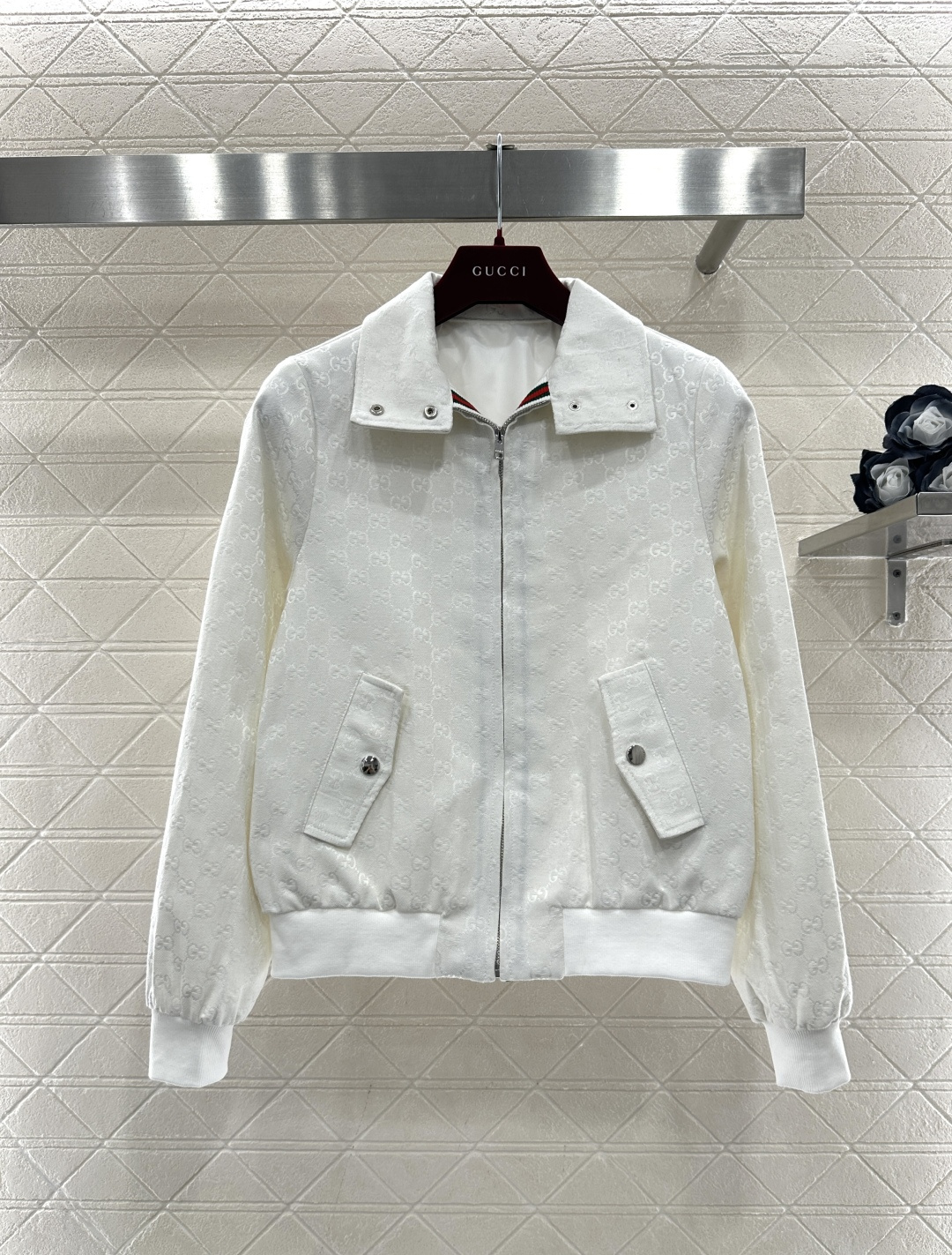 ♥Gucc*♥2026新品上架 提花暗纹拉链夹克长裤套装定制YB进口提花全棉材质，质感高级，品相十足，满