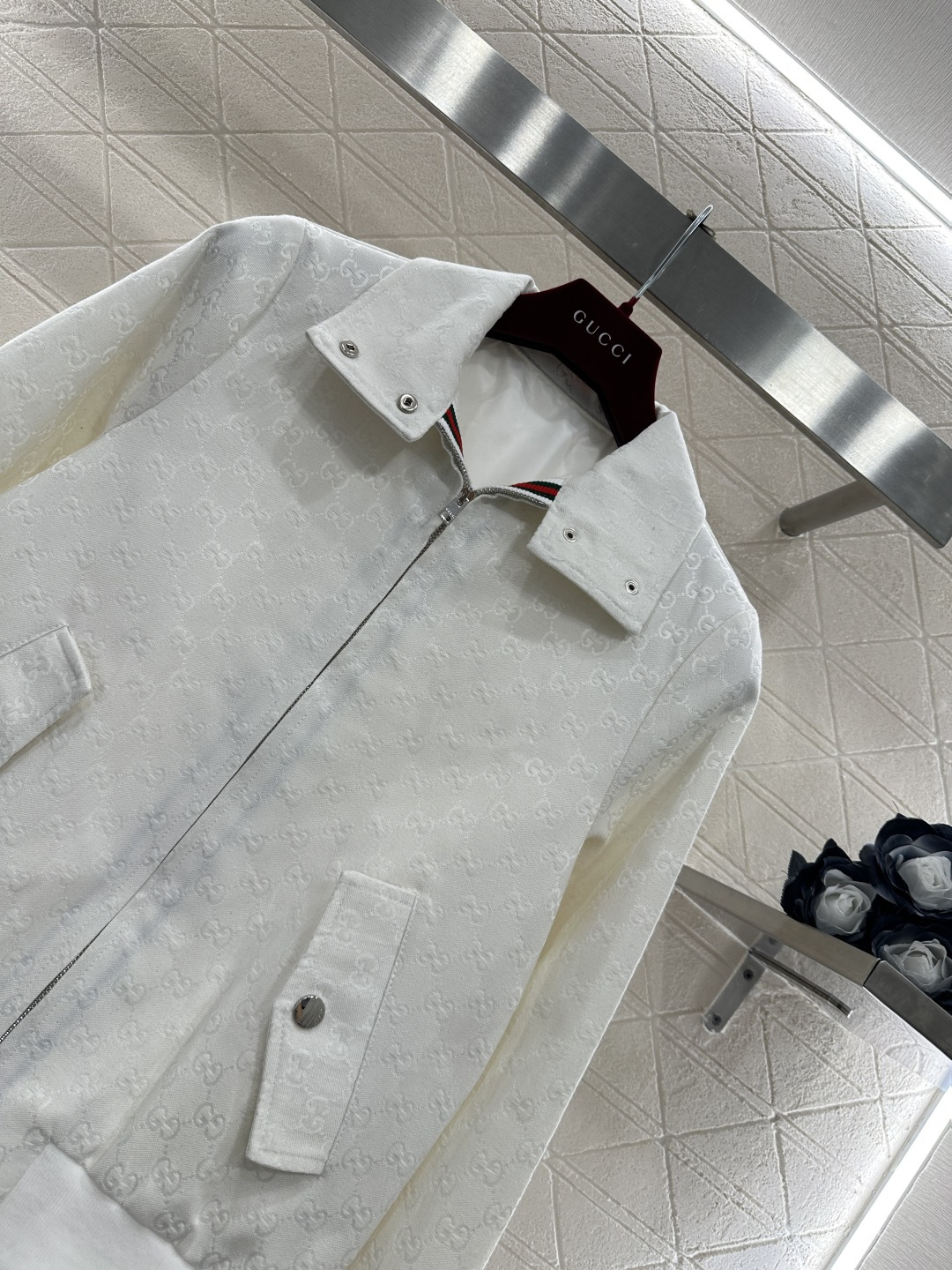 ♥Gucc*♥2026新品上架 提花暗纹拉链夹克长裤套装定制YB进口提花全棉材质，质感高级，品相十足，满