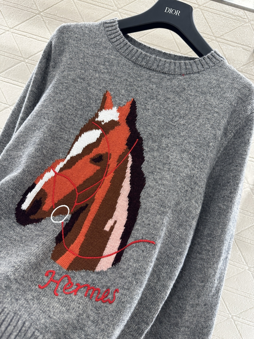 ♥Herme*♥2026新品上架 贺岁提花马头针织毛衣新年贺岁系列#定制YB羊毛纱线织造，穿搭舒适，质感