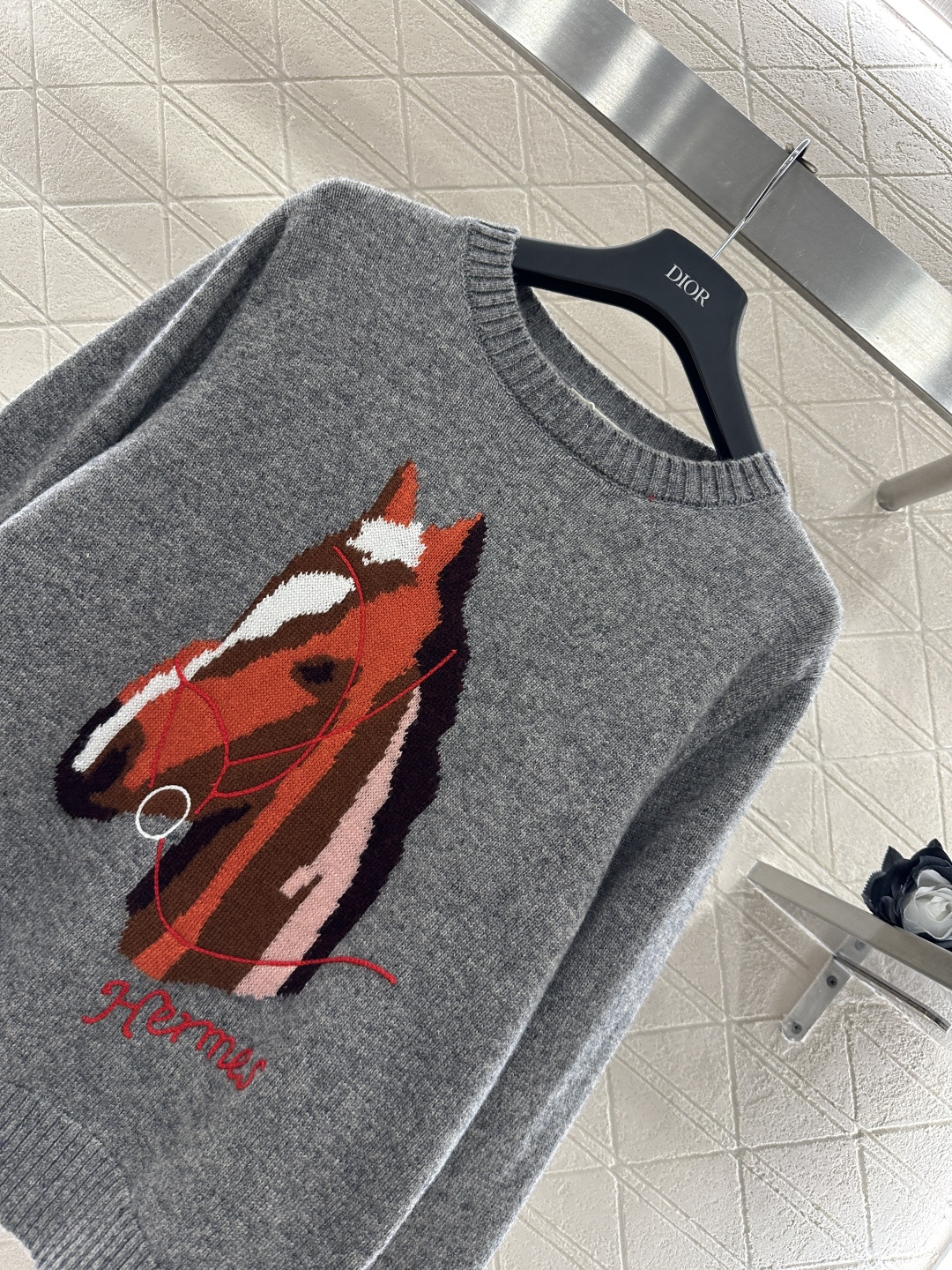 ♥Herme*♥2026新品上架 贺岁提花马头针织毛衣新年贺岁系列#定制YB羊毛纱线织造，穿搭舒适，质感