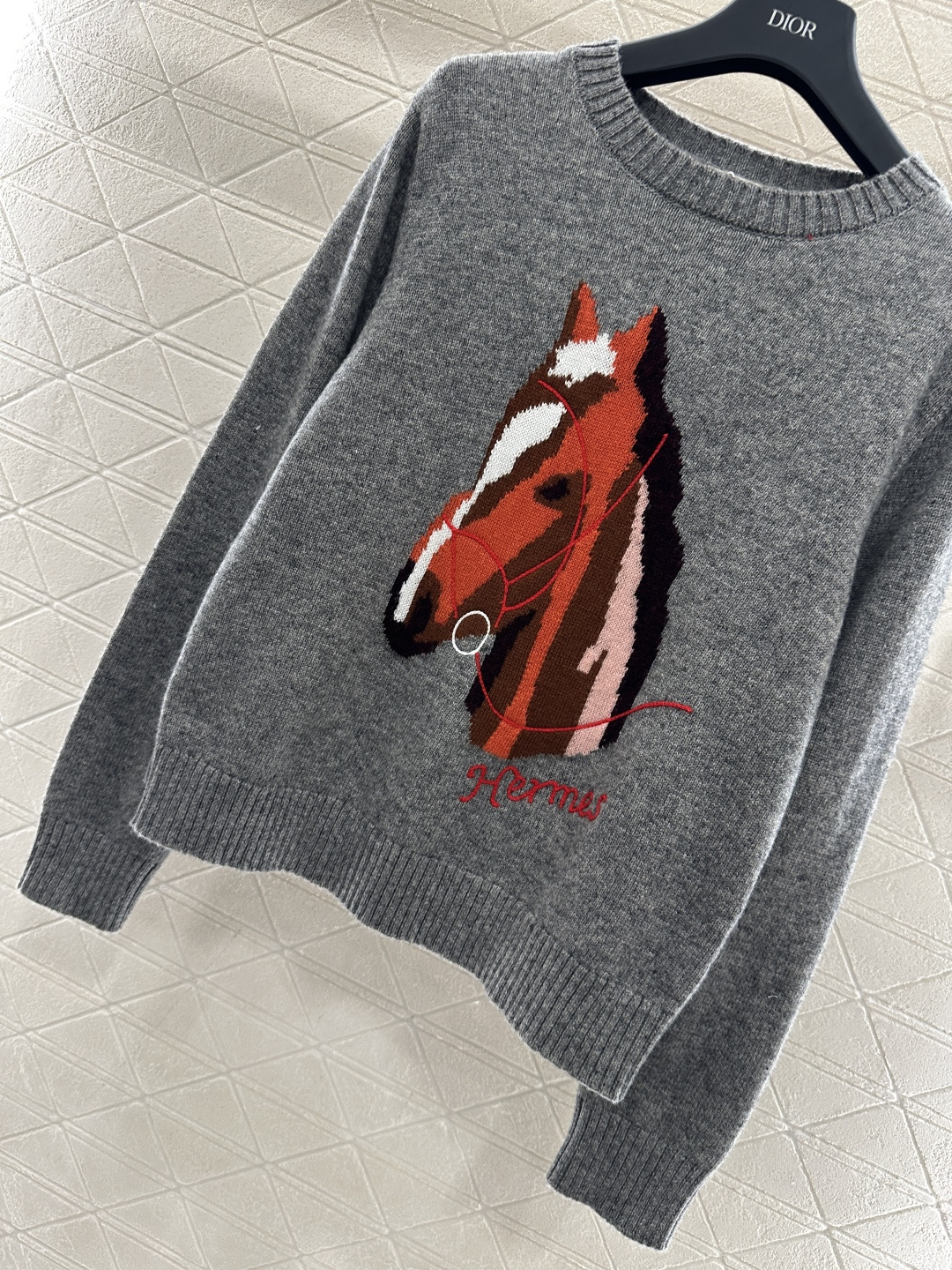 ♥Herme*♥2026新品上架 贺岁提花马头针织毛衣新年贺岁系列#定制YB羊毛纱线织造，穿搭舒适，质感