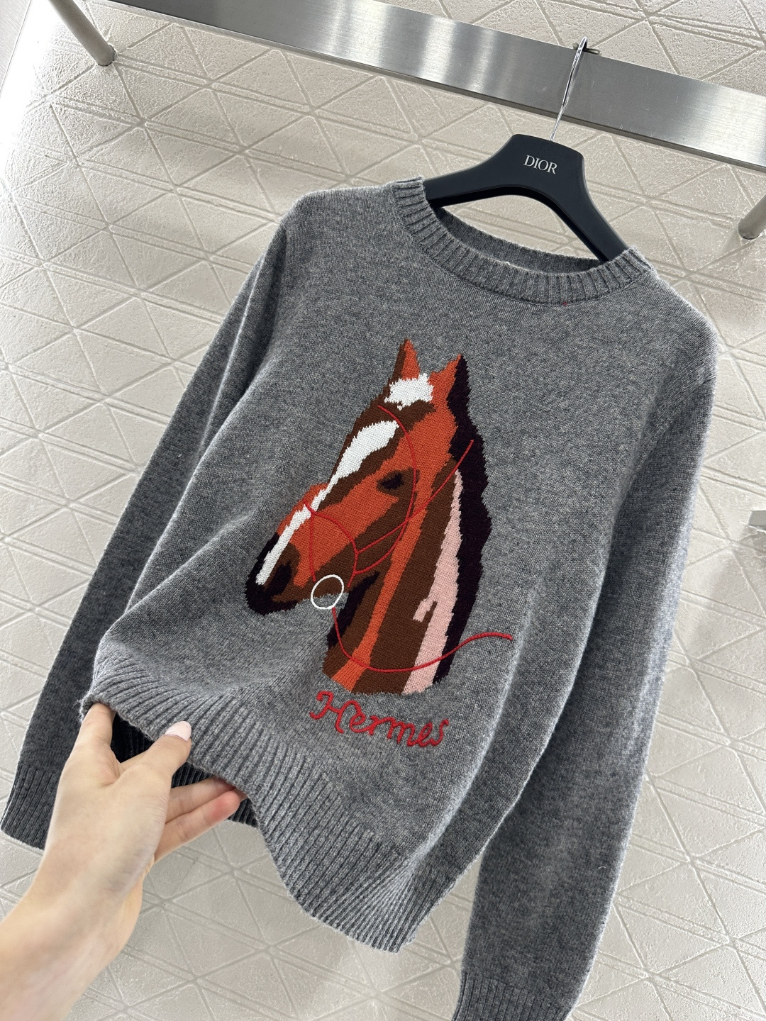 ♥Herme*♥2026新品上架 贺岁提花马头针织毛衣新年贺岁系列#定制YB羊毛纱线织造，穿搭舒适，质感