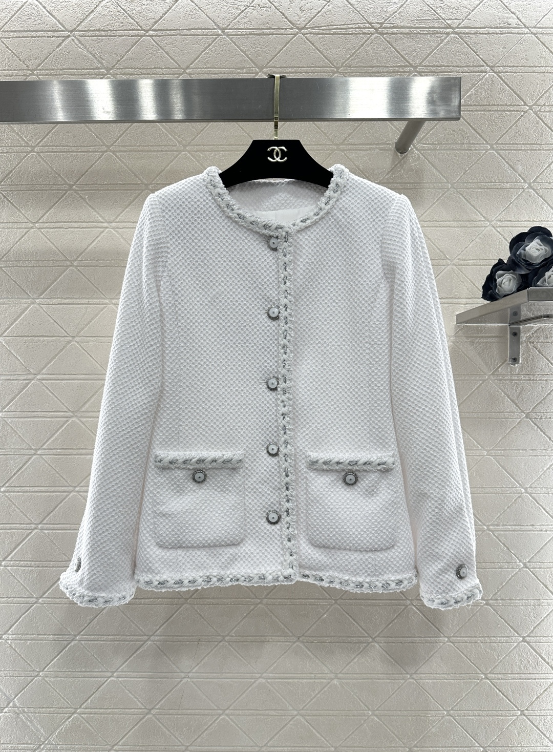 ♥Chane*♥2026新品上架 圆领捆边外套定制YB进口粗纺羊毛呢材质，质感高级，品相十足，圆领洋装外