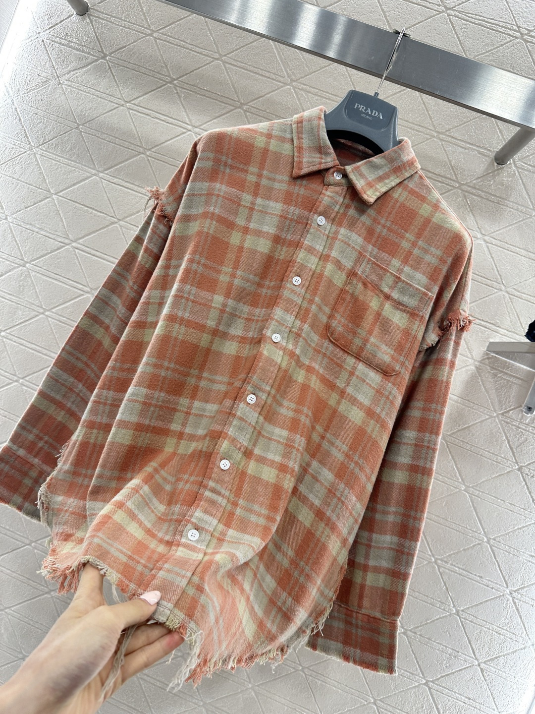 ♥R13*♥2026新品上架 复古格纹毛边衬衣定制YB斜纹全棉材质，舒适柔软，透气好穿，水洗做旧复古衬衣