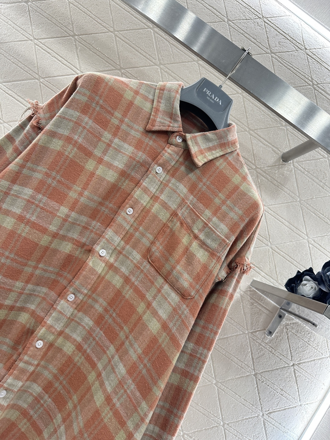 ♥R13*♥2026新品上架 复古格纹毛边衬衣定制YB斜纹全棉材质，舒适柔软，透气好穿，水洗做旧复古衬衣