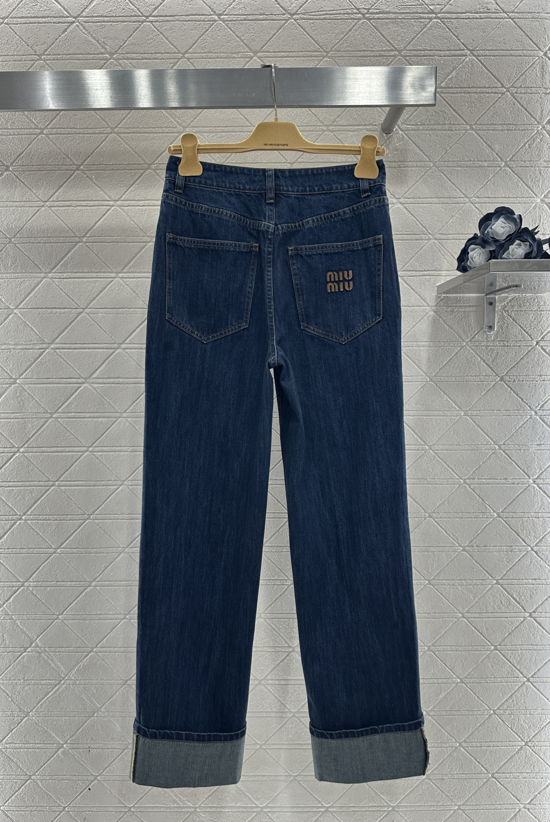 ♥Miumi*♥2026新品上架拼接翻领牛仔外套长裤套装定制YB斜纹全棉牛仔材质，质感细腻，穿搭有型，深