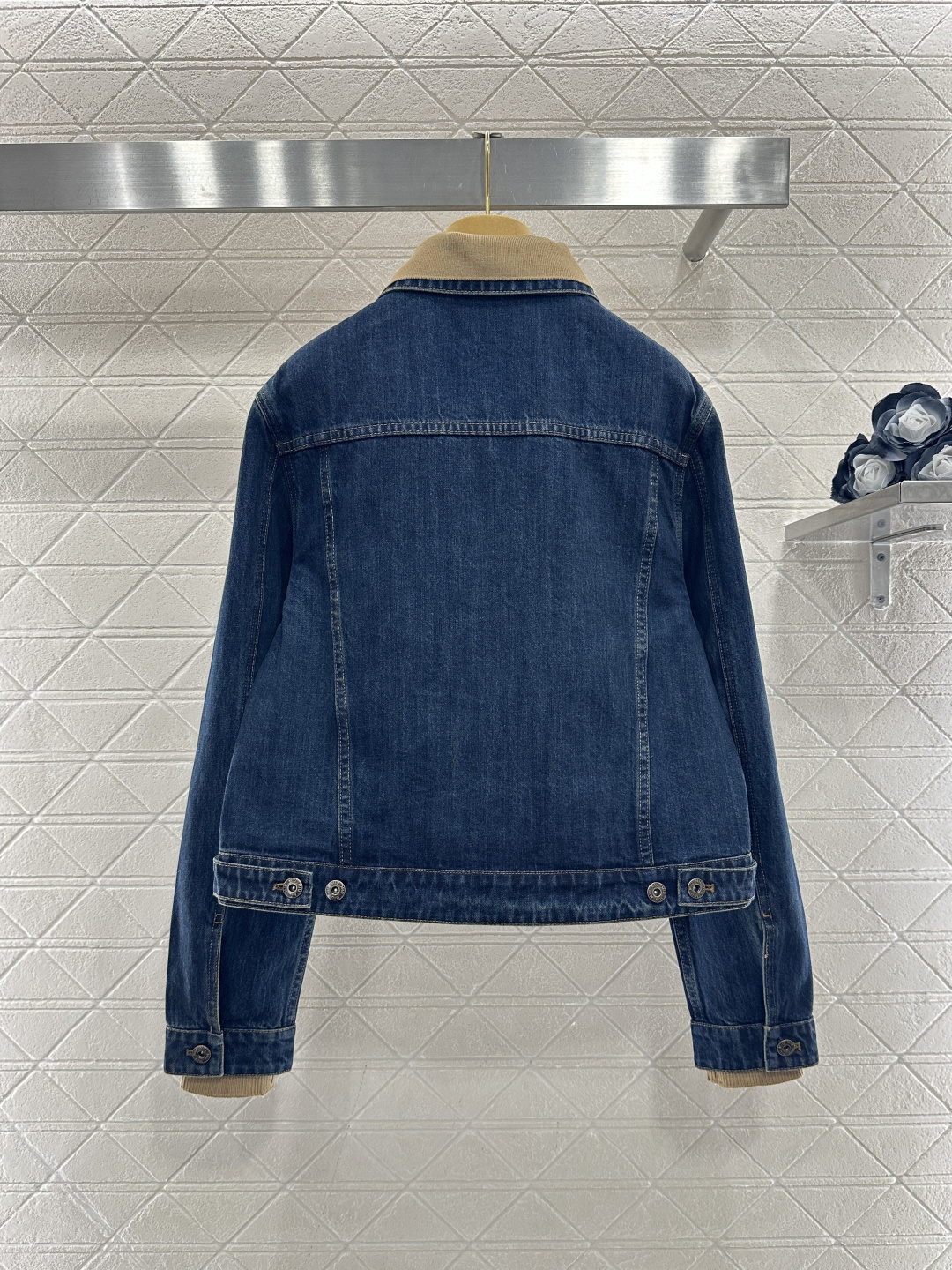 ♥Miumi*♥2026新品上架拼接翻领牛仔外套长裤套装定制YB斜纹全棉牛仔材质，质感细腻，穿搭有型，深