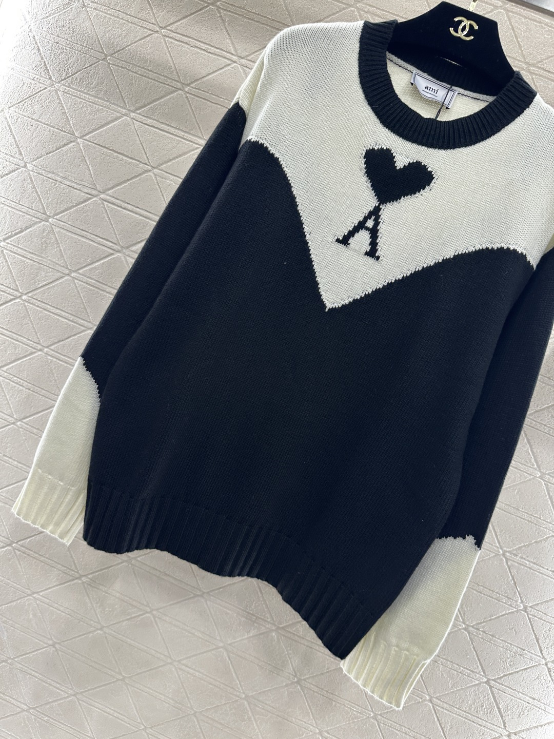 ♥Ami*♥2026新品上架 圆领针织廓形毛衣定制YB羊毛纱线织造，质感细腻，穿搭舒适，圆领针织套头毛衣