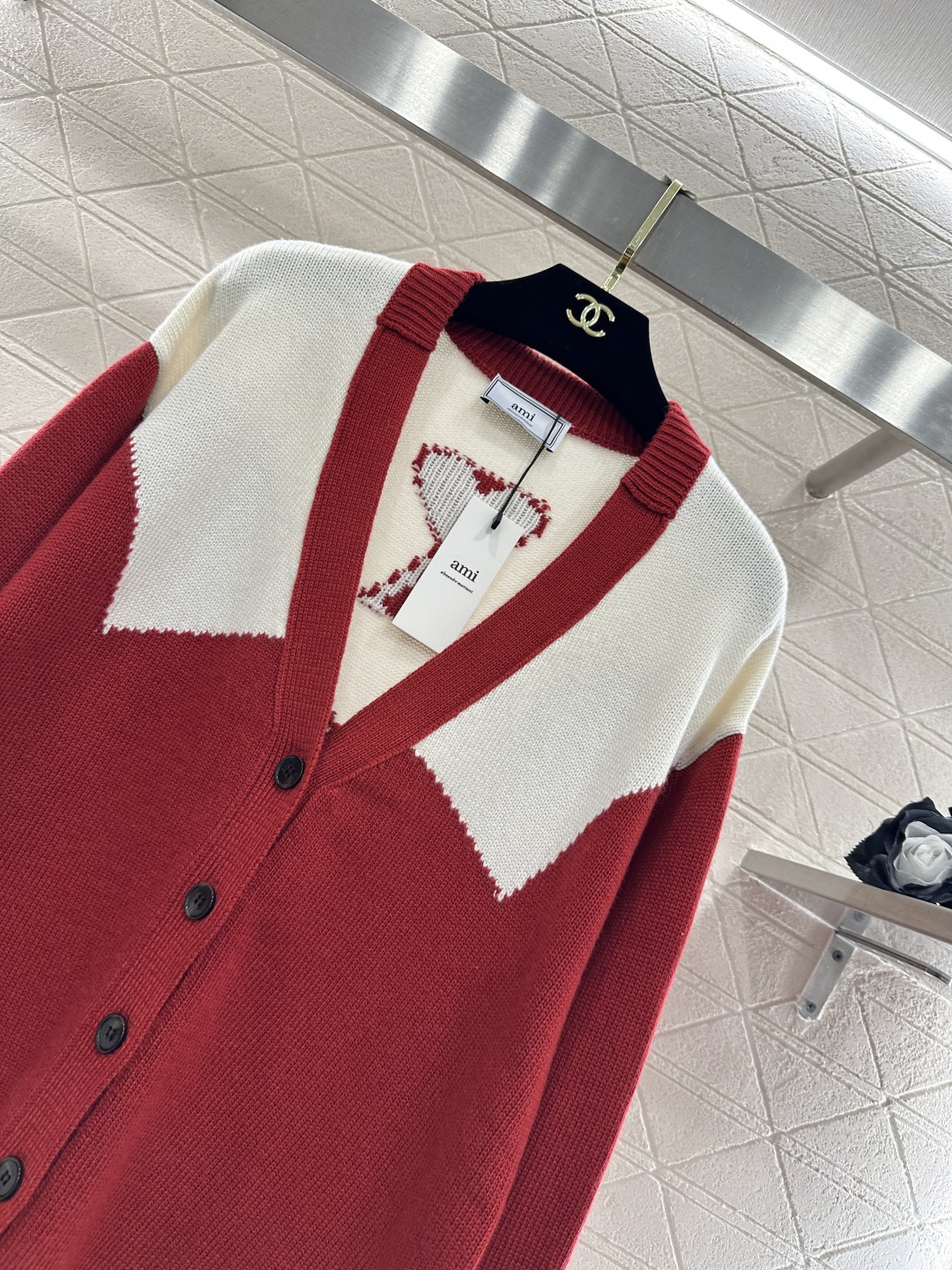 ♥Ami*♥2026新品上架 V领针织廓形针织开衫定制YB羊毛纱线织造，质感细腻，穿搭舒适，V领针织开衫
