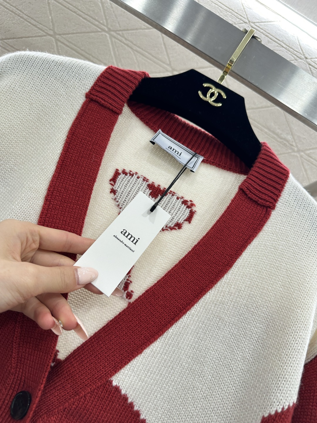 ♥Ami*♥2026新品上架 V领针织廓形针织开衫定制YB羊毛纱线织造，质感细腻，穿搭舒适，V领针织开衫