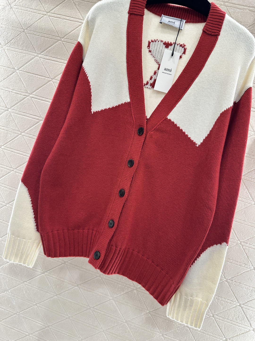 ♥Ami*♥2026新品上架 V领针织廓形针织开衫定制YB羊毛纱线织造，质感细腻，穿搭舒适，V领针织开衫