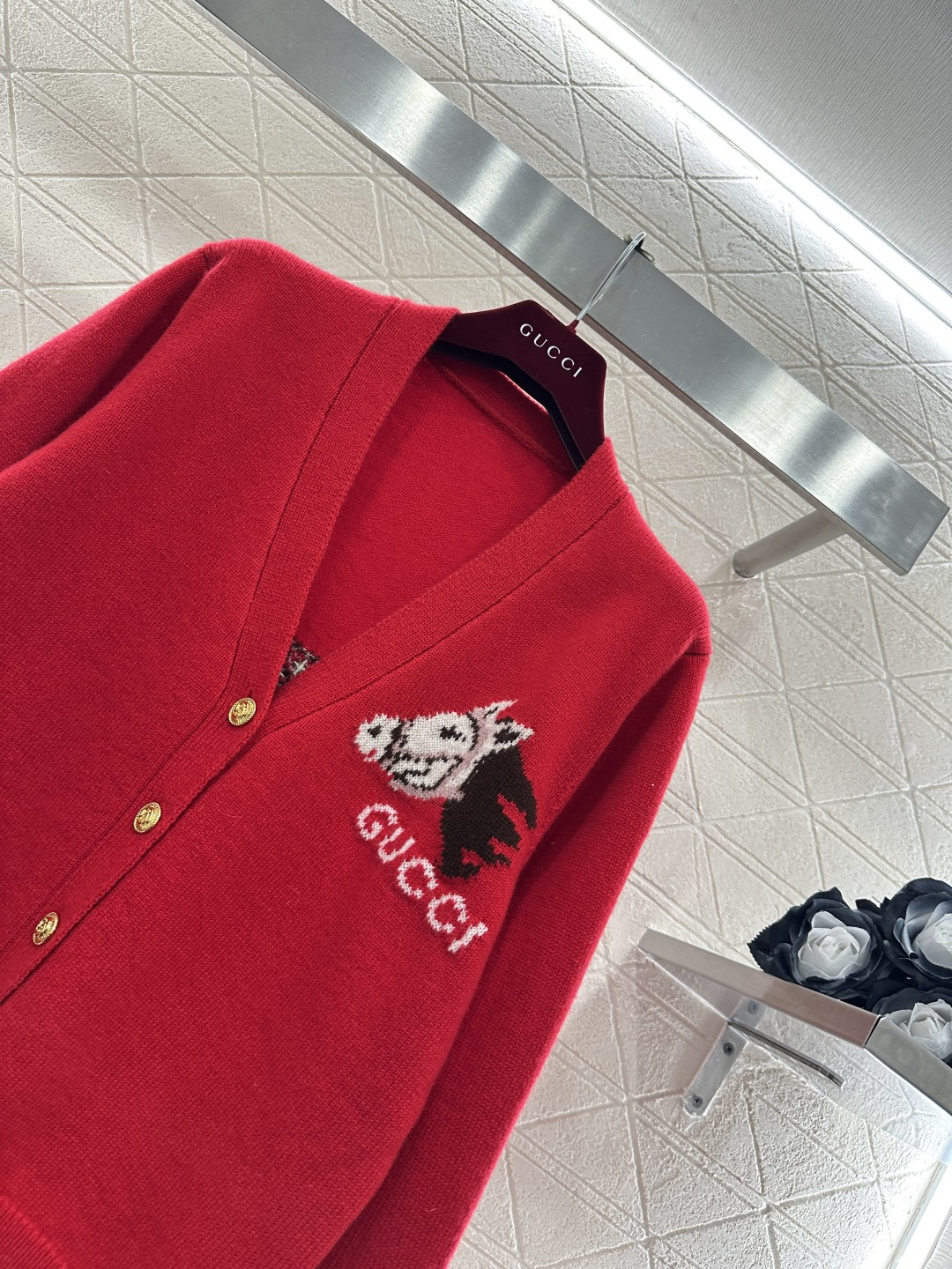 ♥Gucc*♥2026新品上架 贺岁提花马年针织开衫新年贺岁系列#定制YB羊毛纱线织造，穿搭舒适，质感十