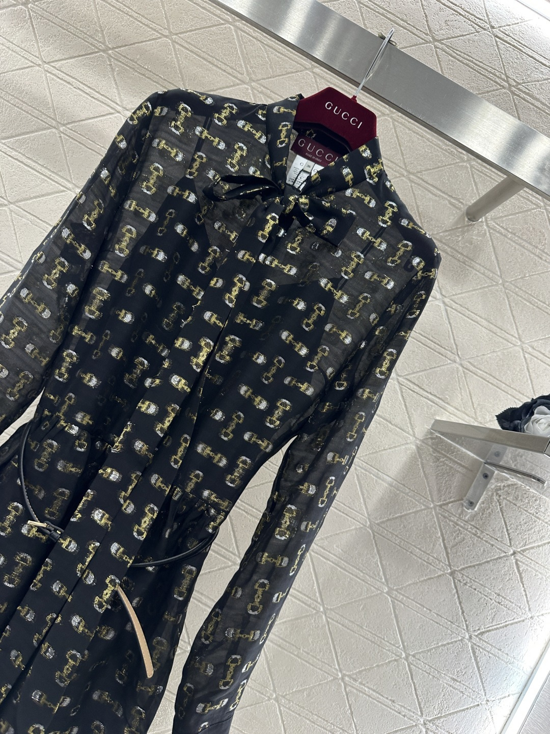 ♥Gucc*♥2026新品上架 活性印花真丝腰带连衣裙定制YB进口百分百桑蚕丝材质，质感光泽，舒适养肤，