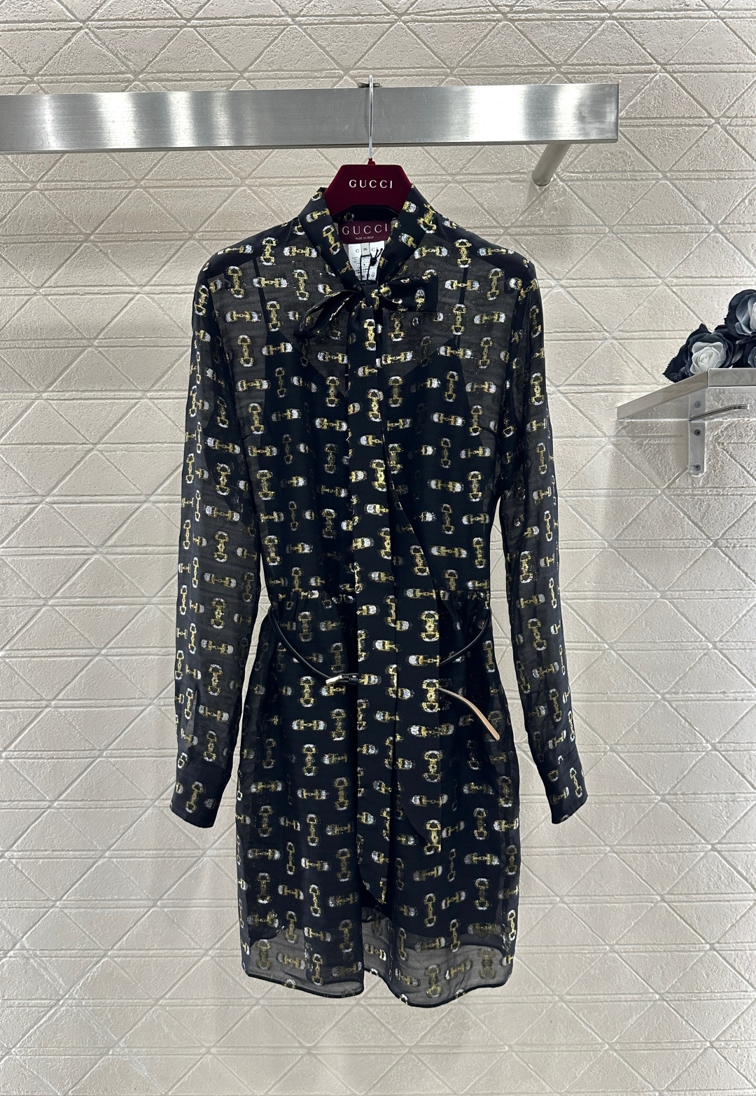 ♥Gucc*♥2026新品上架 活性印花真丝腰带连衣裙定制YB进口百分百桑蚕丝材质，质感光泽，舒适养肤，