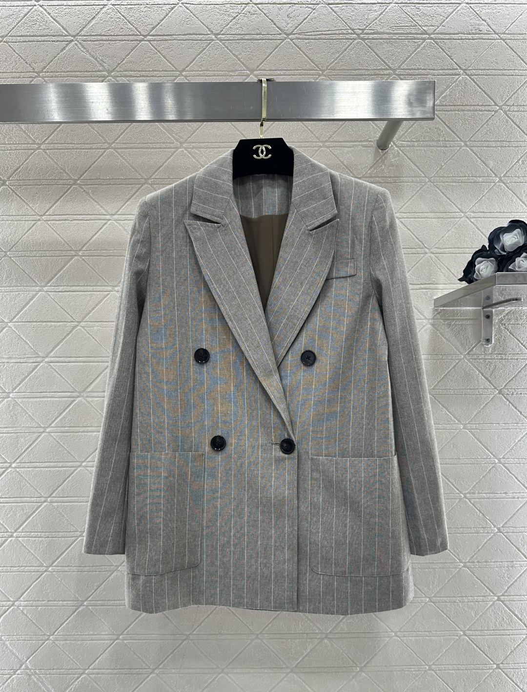 ♥MaxMar*♥2026新品上架 条纹西装外套长裤套装定制YB进口西装材质，质感高级，垂顺有型，正肩廓