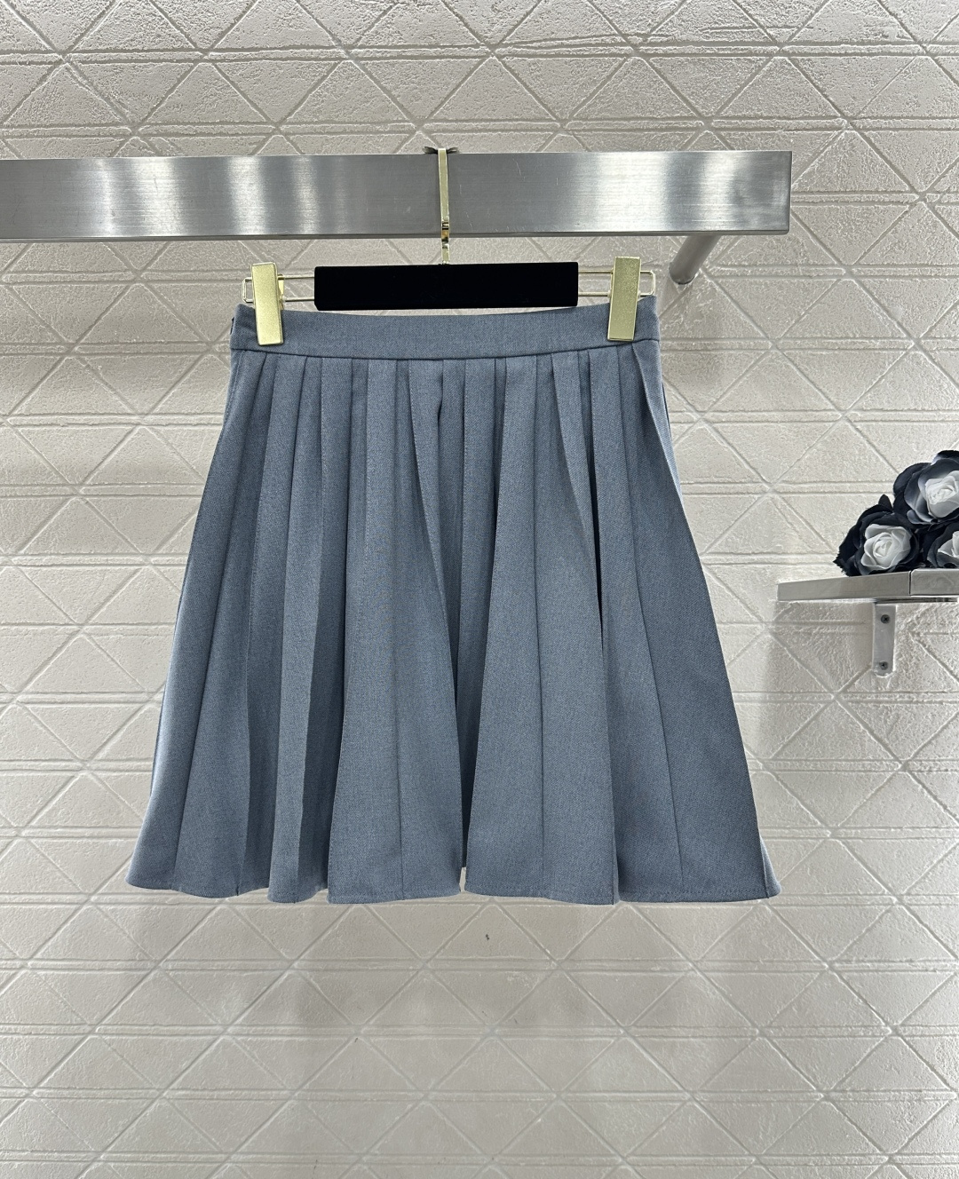 ♥Dio*♥2026新品上架 撞色立领外套百褶裙套装定制YB进口人棉材质，质感细腻，穿搭有型，雾霾蓝套装