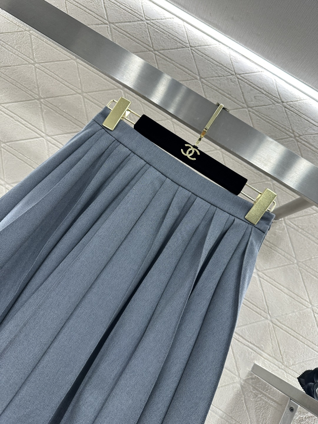 ♥Dio*♥2026新品上架 撞色立领外套百褶裙套装定制YB进口人棉材质，质感细腻，穿搭有型，雾霾蓝套装