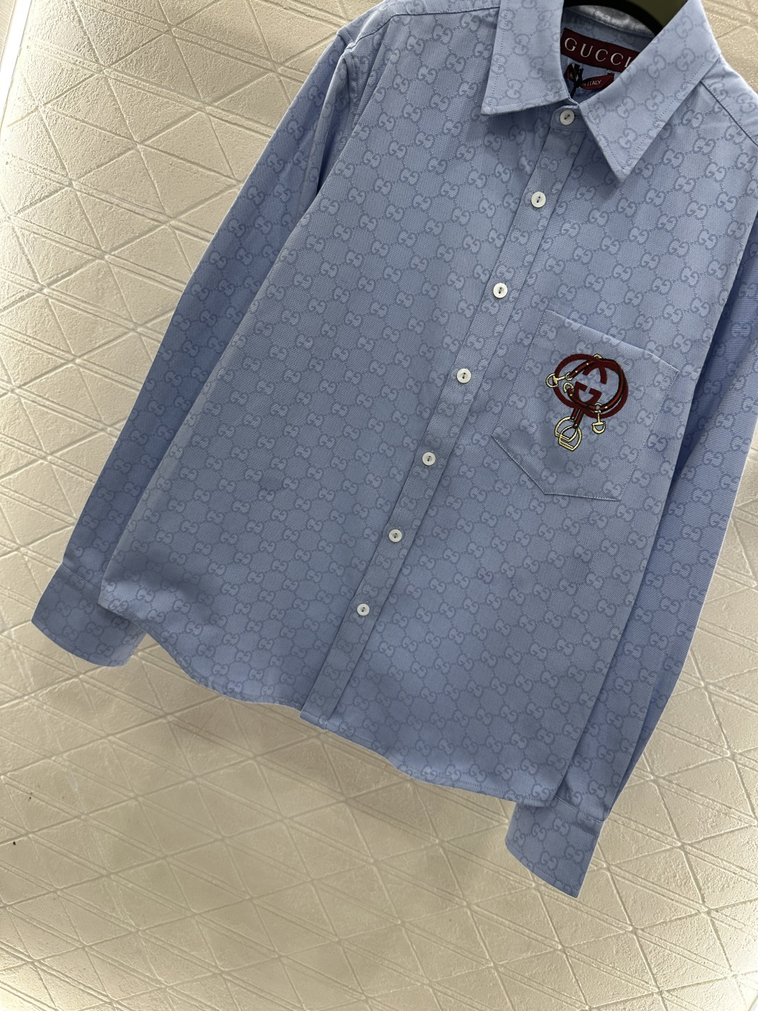 ♥Gucc*♥2026新品上架 贺岁提花刺绣口袋衬衫新年贺岁限定系列#定制YB原生提花全棉材质，质感细腻