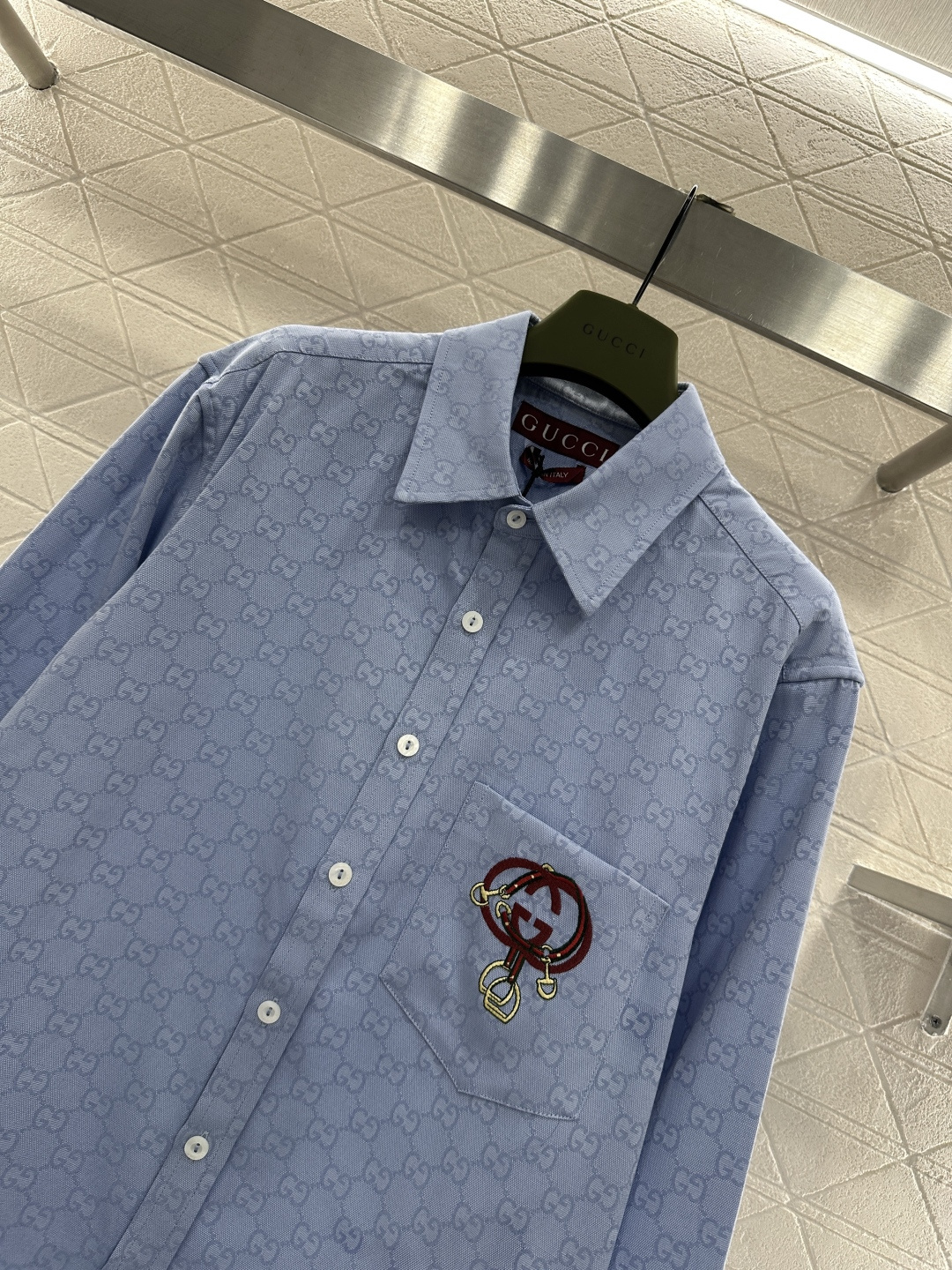 ♥Gucc*♥2026新品上架 贺岁提花刺绣口袋衬衫新年贺岁限定系列#定制YB原生提花全棉材质，质感细腻