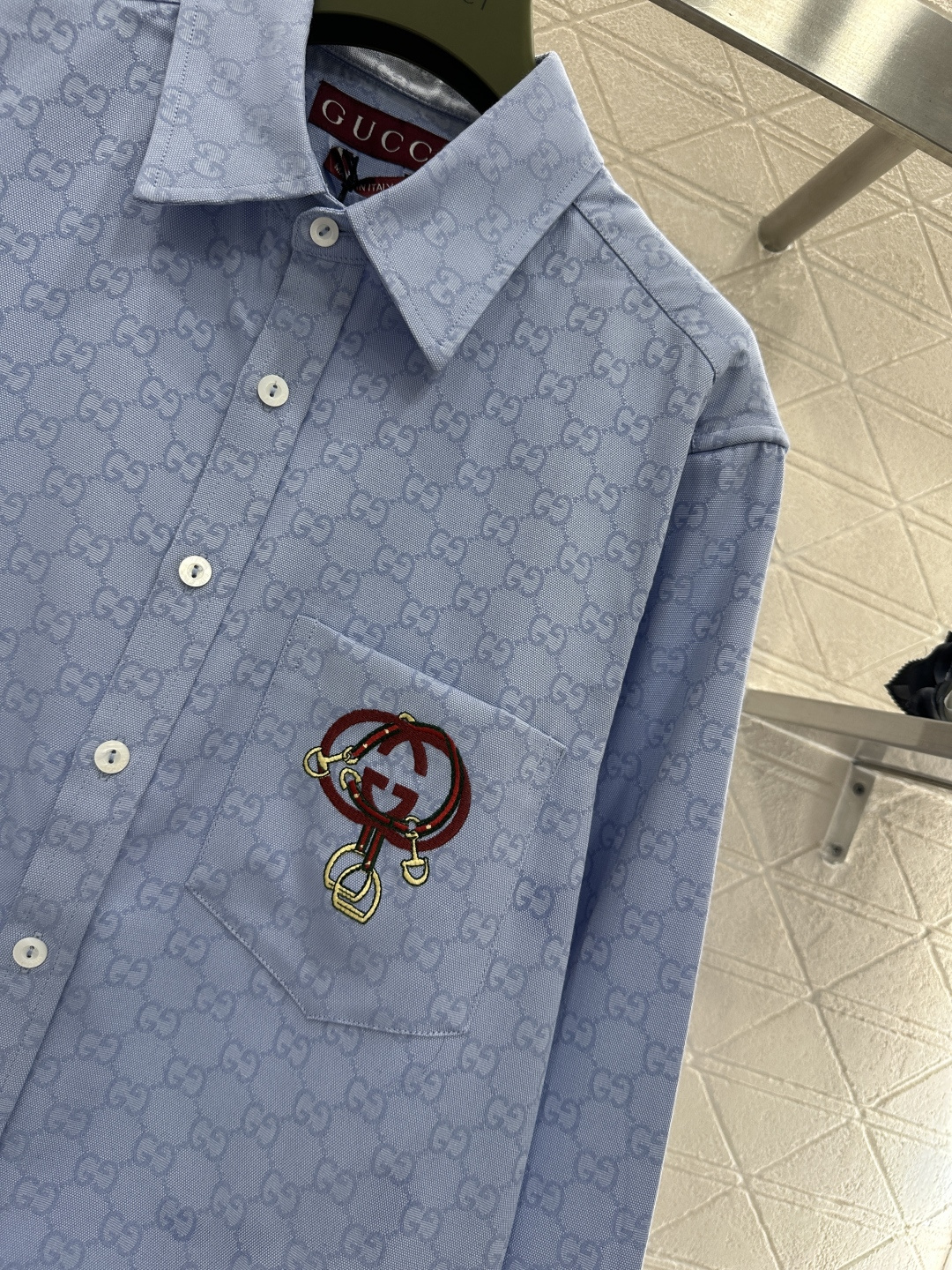 ♥Gucc*♥2026新品上架 贺岁提花刺绣口袋衬衫新年贺岁限定系列#定制YB原生提花全棉材质，质感细腻