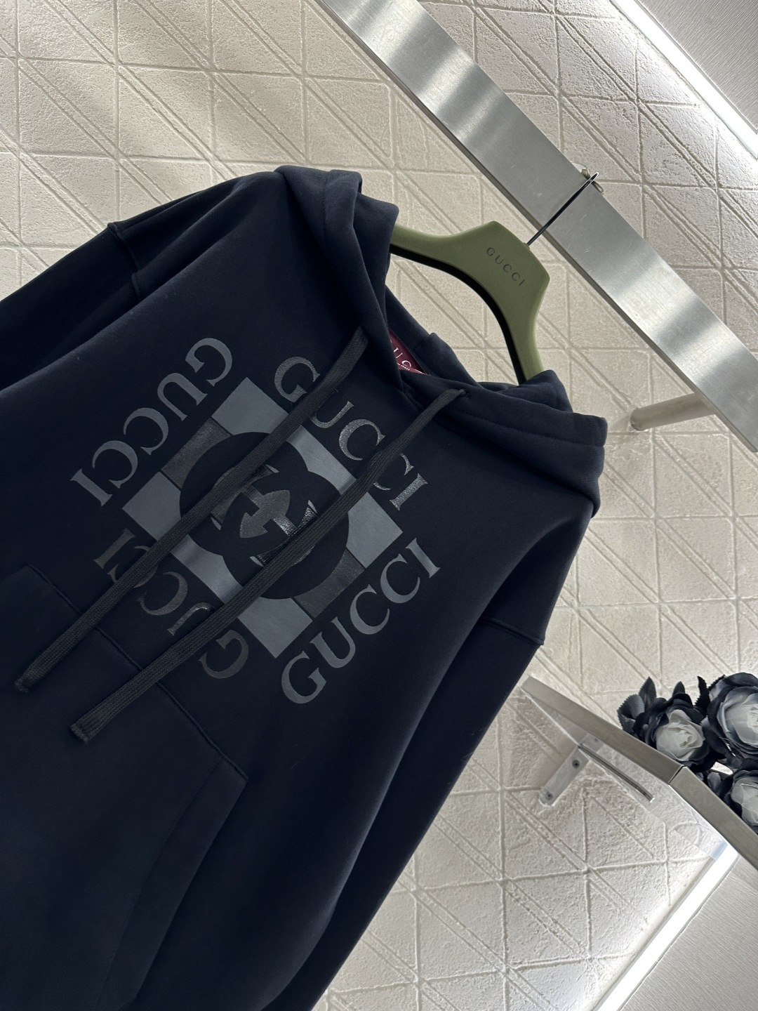 ♥Gucc*♥2026新品上架 印花徽标抽绳连帽卫衣定制YB原生克重全棉材质，还原品质，肉眼可见的高级，