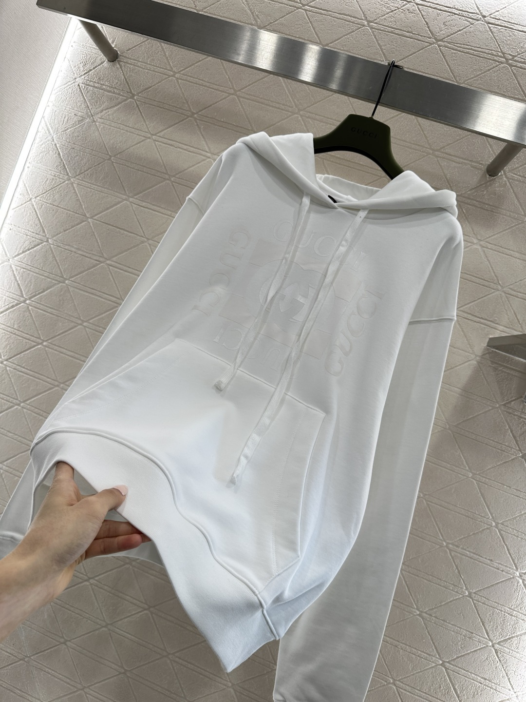 ♥Gucc*♥2026新品上架 印花徽标抽绳连帽卫衣定制YB原生克重全棉材质，还原品质，肉眼可见的高级，