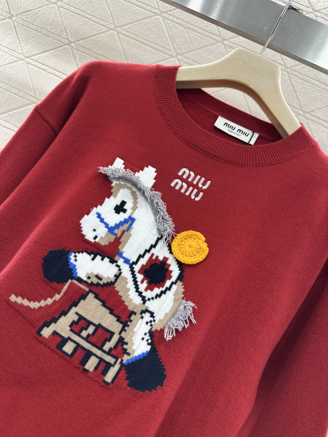 ♥Miumi*♥2026新品上架 贺岁提花马年针织毛衣新年贺岁系列#定制YB羊毛纱线织造，穿搭舒适，质感