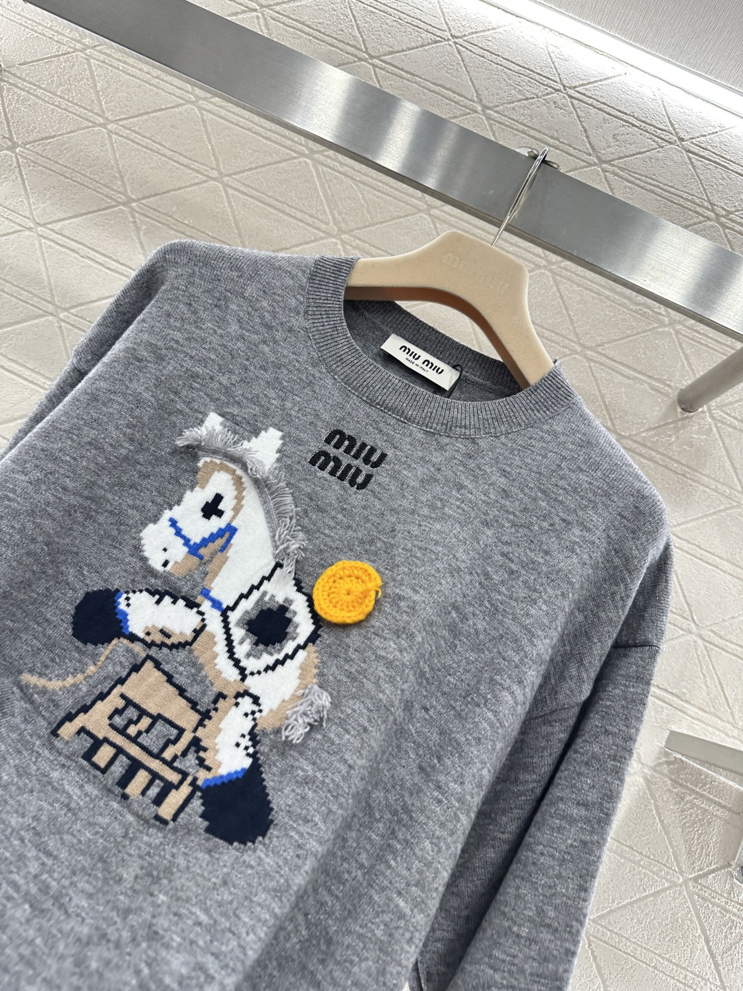 ♥Miumi*♥2026新品上架 贺岁提花马年针织毛衣新年贺岁系列#定制YB羊毛纱线织造，穿搭舒适，质感