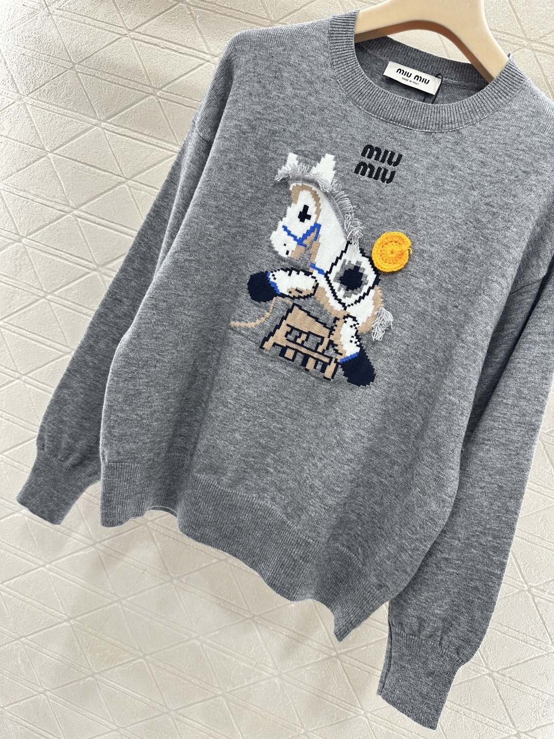 ♥Miumi*♥2026新品上架 贺岁提花马年针织毛衣新年贺岁系列#定制YB羊毛纱线织造，穿搭舒适，质感