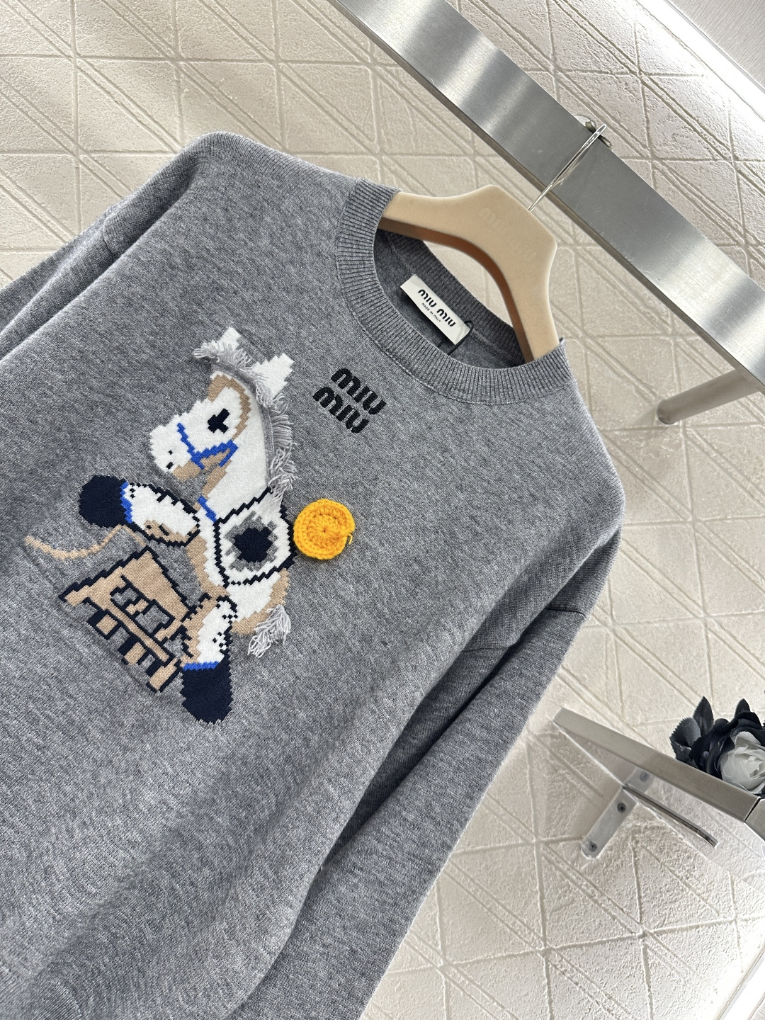 ♥Miumi*♥2026新品上架 贺岁提花马年针织毛衣新年贺岁系列#定制YB羊毛纱线织造，穿搭舒适，质感