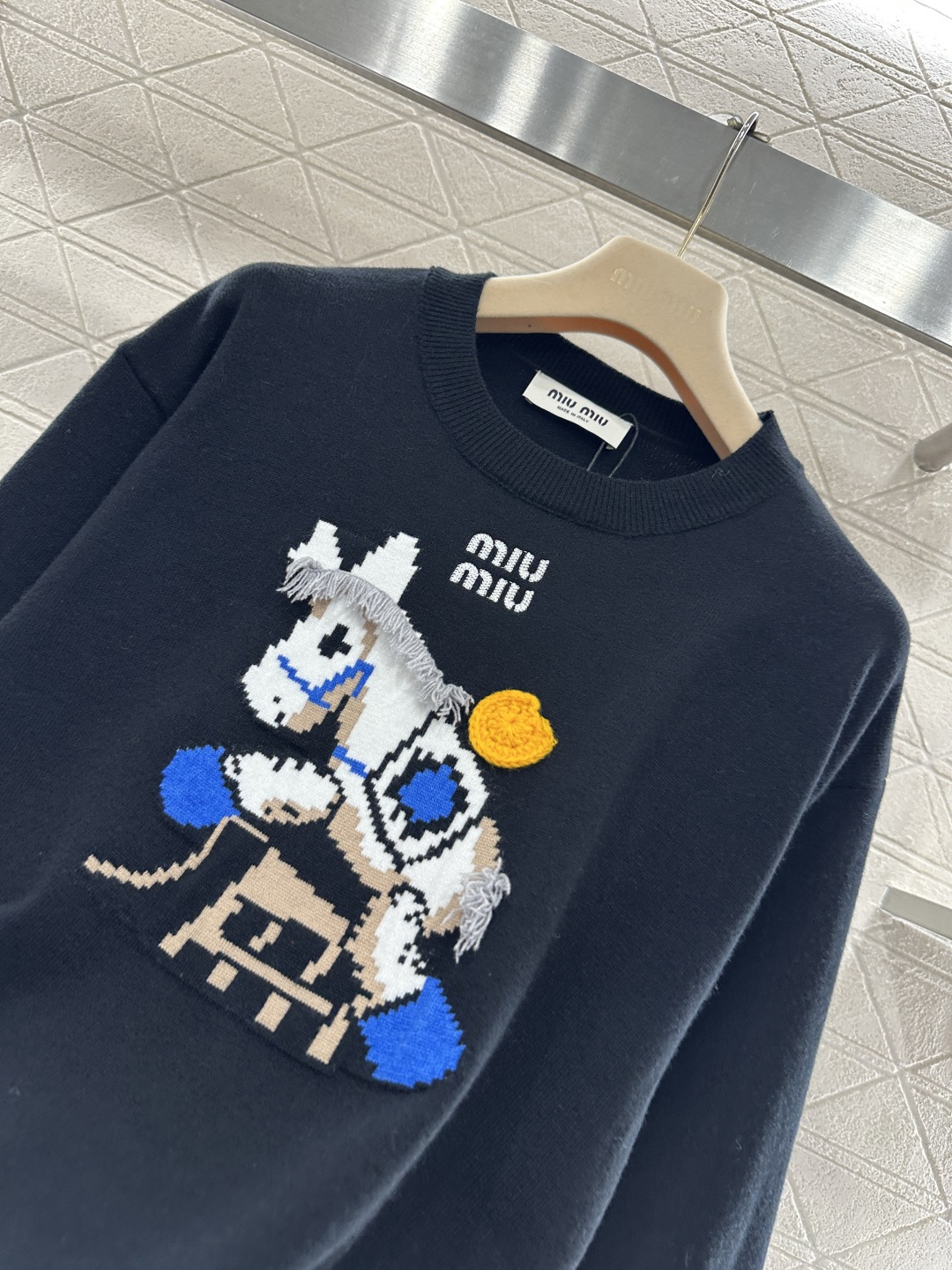 ♥Miumi*♥2026新品上架 贺岁提花马年针织毛衣新年贺岁系列#定制YB羊毛纱线织造，穿搭舒适，质感