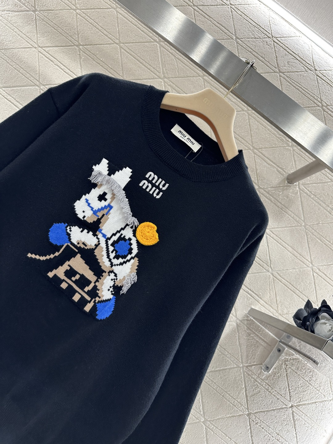 ♥Miumi*♥2026新品上架 贺岁提花马年针织毛衣新年贺岁系列#定制YB羊毛纱线织造，穿搭舒适，质感