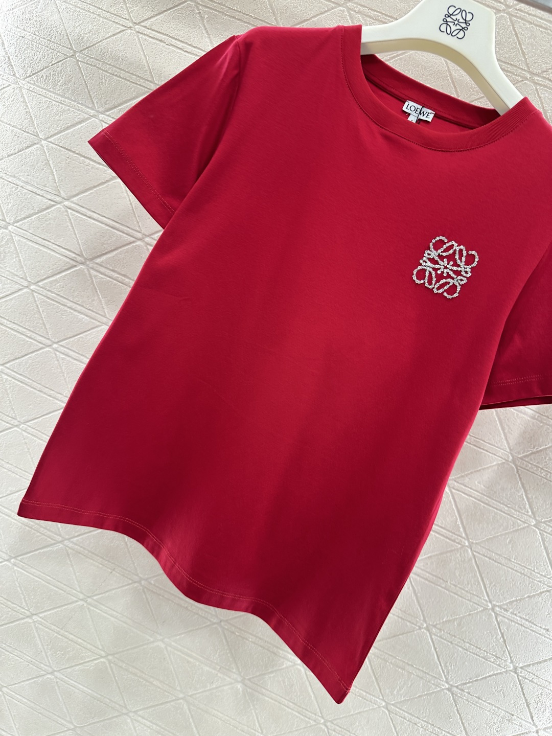 ♥Loew*♥2026新品上架 钉珠图腾徽标𝑇𝑒𝑒定制YB丝光全棉材质，透气舒适，质感十足，常规短袖T恤