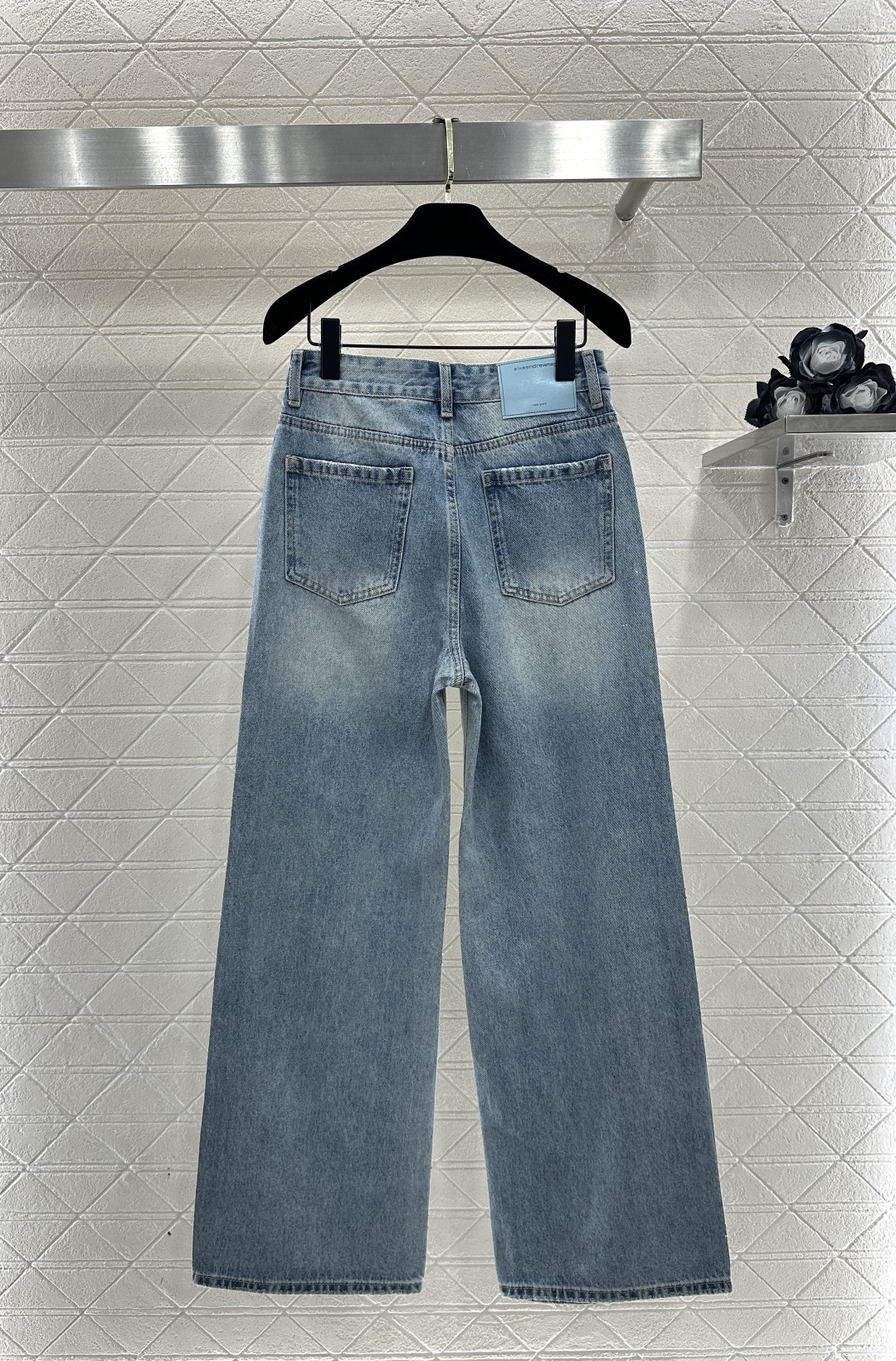 ♥Alexander wan*♥2026新品上架 高腰烫钻直筒长裤定制YB斜纹棉牛仔材质，多重水洗，呈现