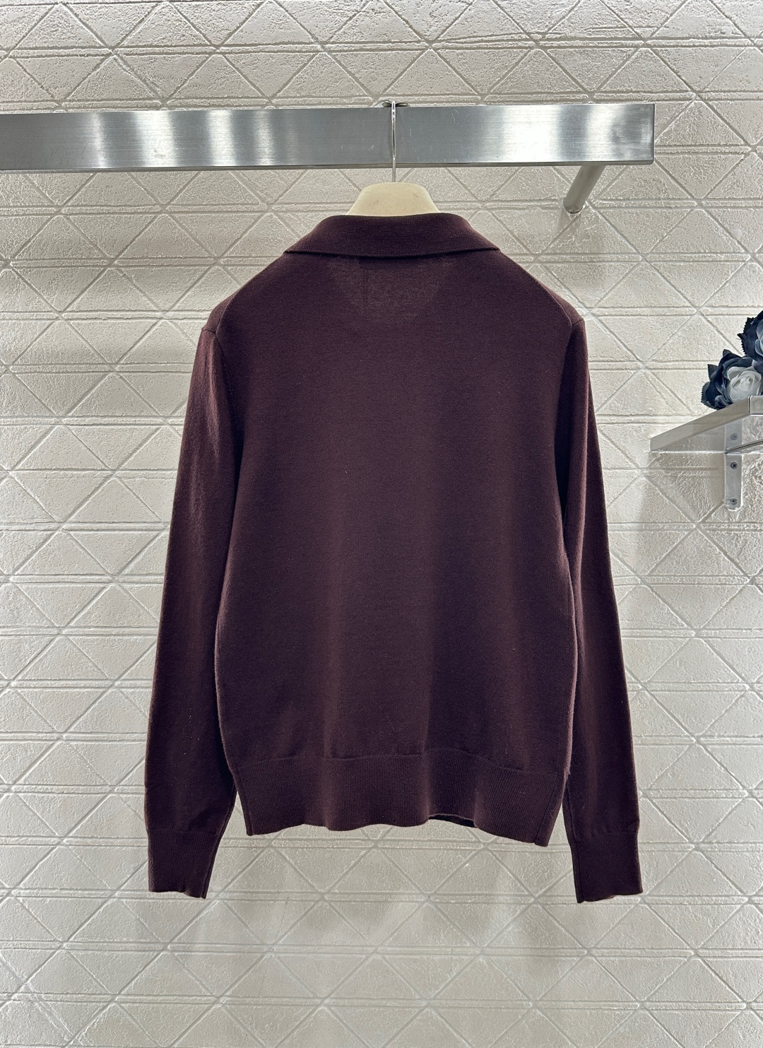 ♥Miumi*♥2026新品上架 针织半开襟翻领长袖定制YB羊毛纱线织造，软糯质地，舒适亲肤，翻领半开襟