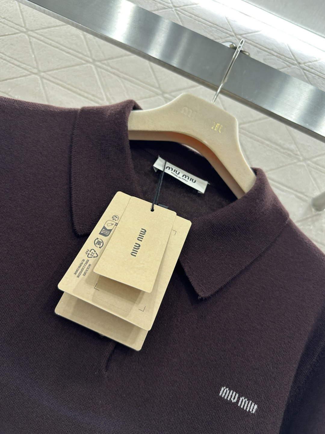 ♥Miumi*♥2026新品上架 针织半开襟翻领长袖定制YB羊毛纱线织造，软糯质地，舒适亲肤，翻领半开襟