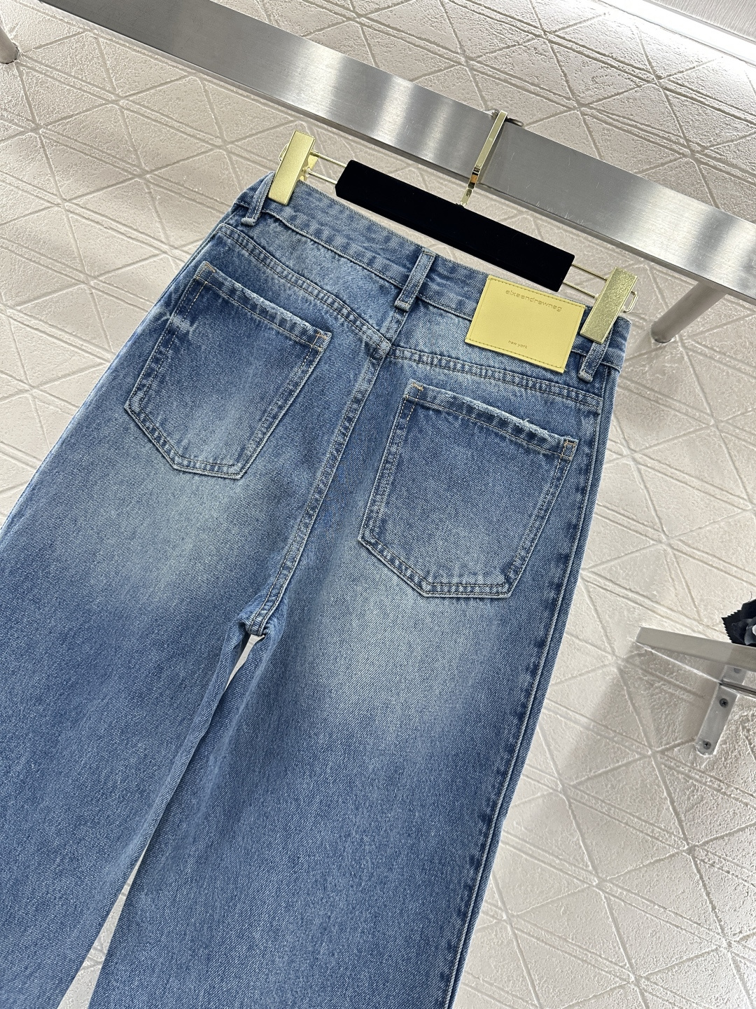 ♥Alexander wan*♥2026新品上架 高腰烫钻直筒长裤定制YB斜纹棉牛仔材质，多重水洗，呈现