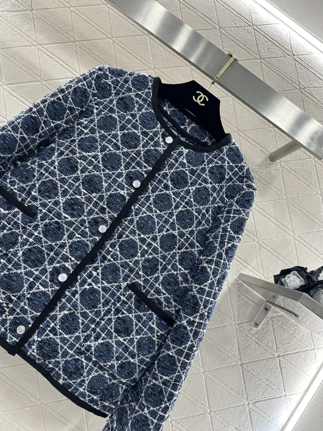♥Dio*♥2026新品上架提花腾格纹外套裙裤套装定制YB进口棉毛提花材质，肌理明显，质感上乘，圆领洋装