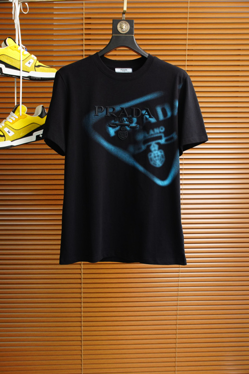 Prada Logo Graphic Print Cotton T-Shirt Short Sleeve Casual Tee 1 Prada Logo Graphic Print Cotton T-Shirt Short Sleeve Casual Tee