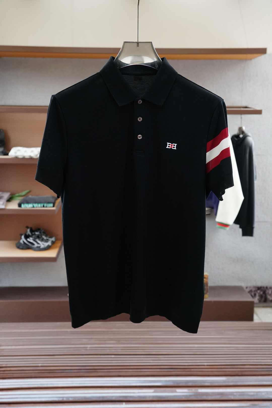Bally 巴利-25SS春夏款顶级网眼珠地棉布翻领短Tee,胸口口袋logo标识刺绣短袖Polo衫!