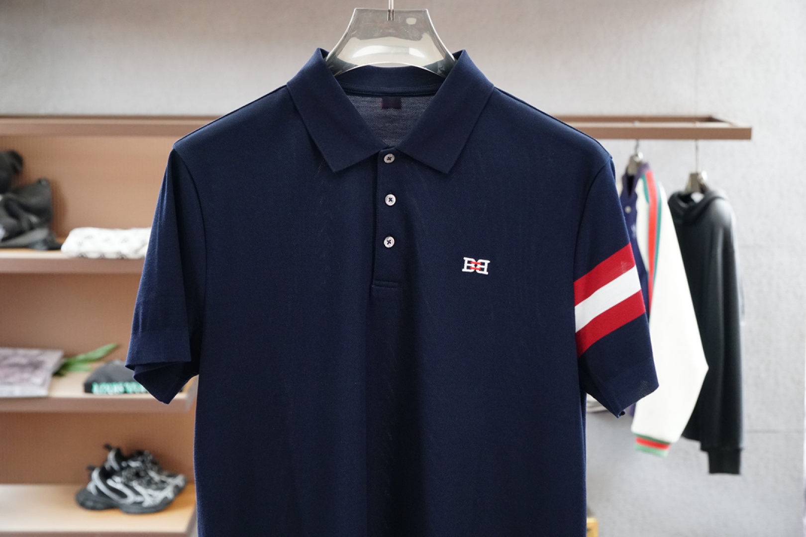 Bally 巴利-25SS春夏款顶级网眼珠地棉布翻领短Tee,胸口口袋logo标识刺绣短袖Polo衫!