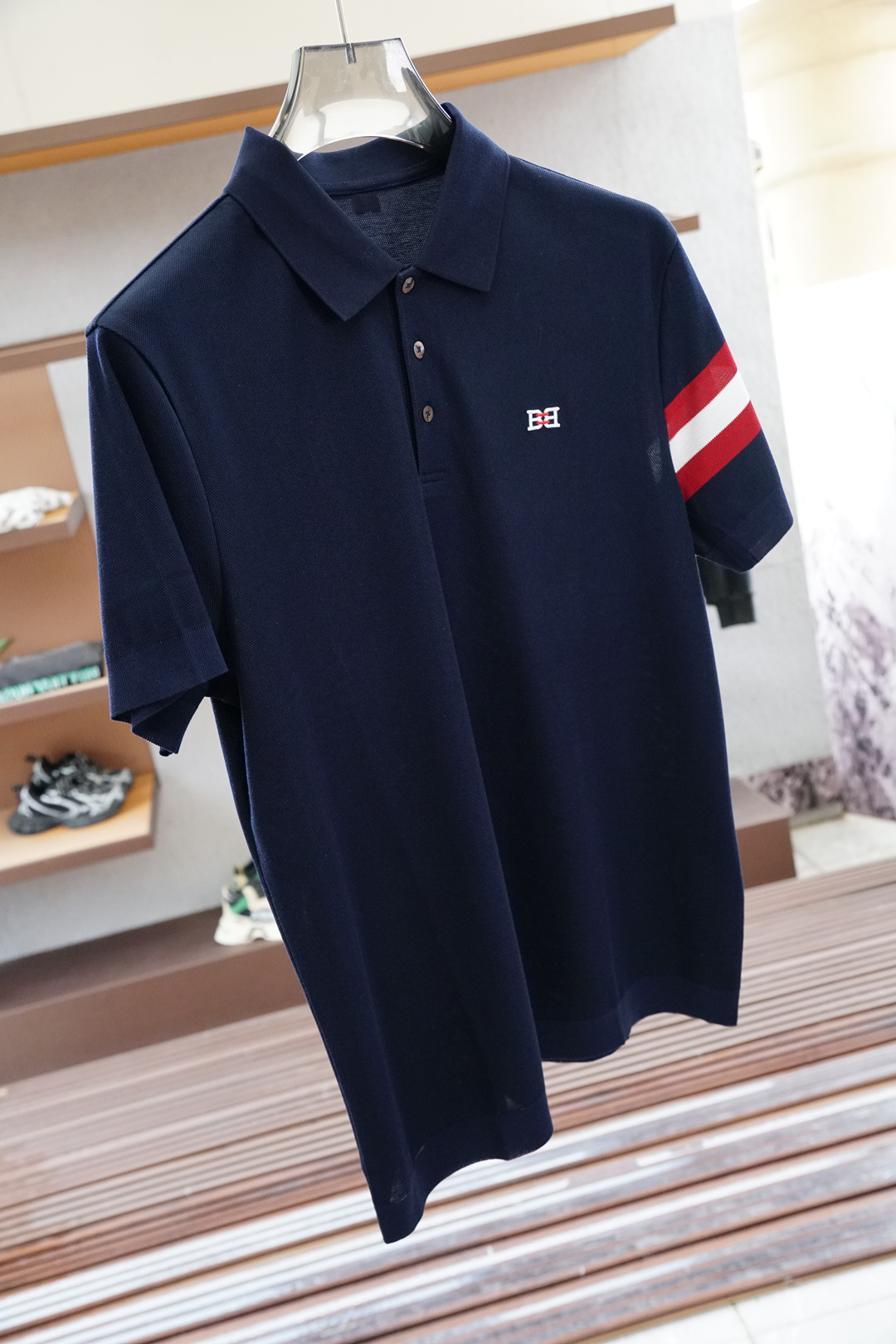 Bally 巴利-25SS春夏款顶级网眼珠地棉布翻领短Tee,胸口口袋logo标识刺绣短袖Polo衫!