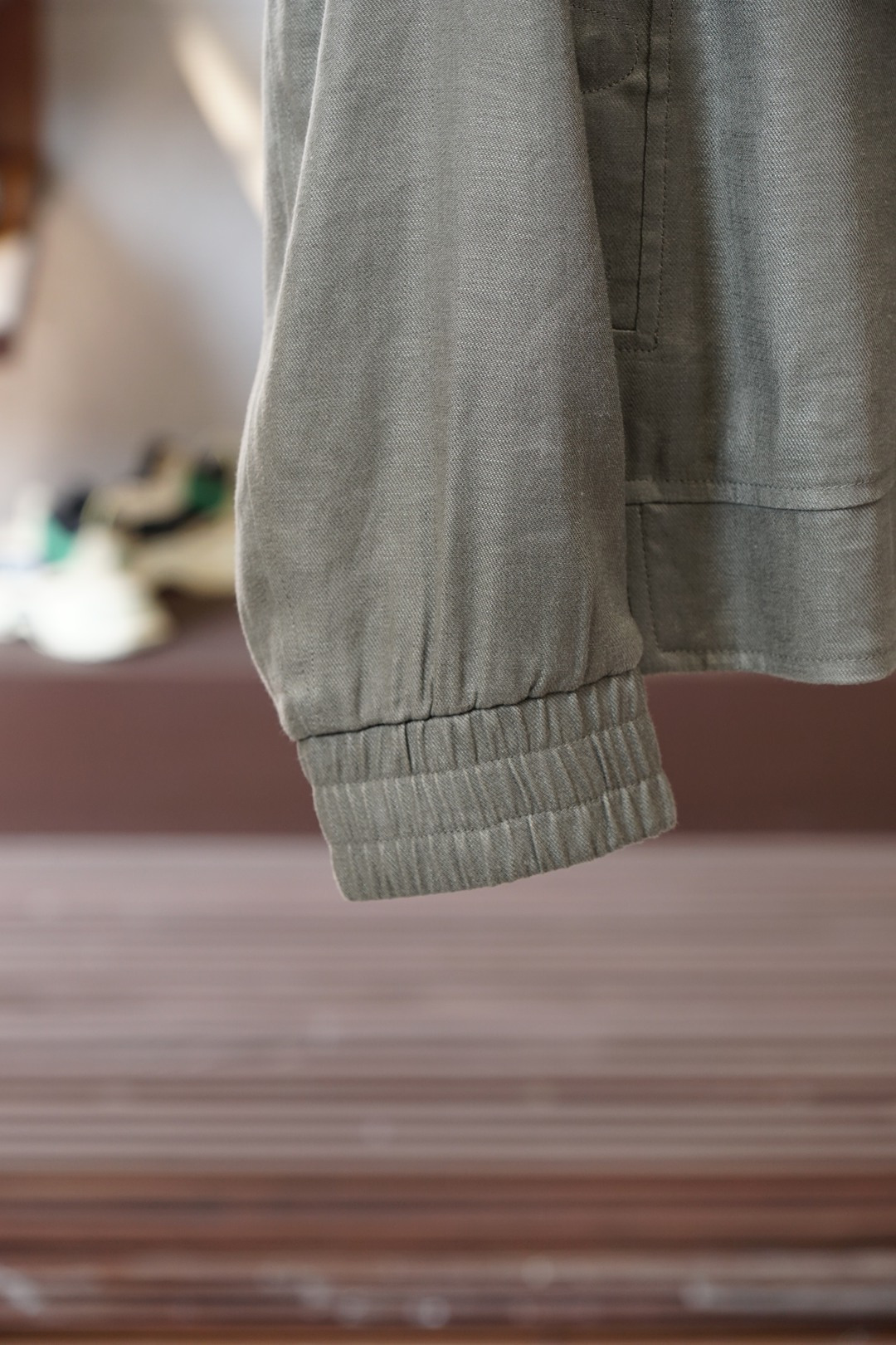 lP🆕/外套26年早春男装新款亚麻材质双面穿立领拉链夹克^_^胸前大口袋，满满时尚感，颜色：米白色，绿灰