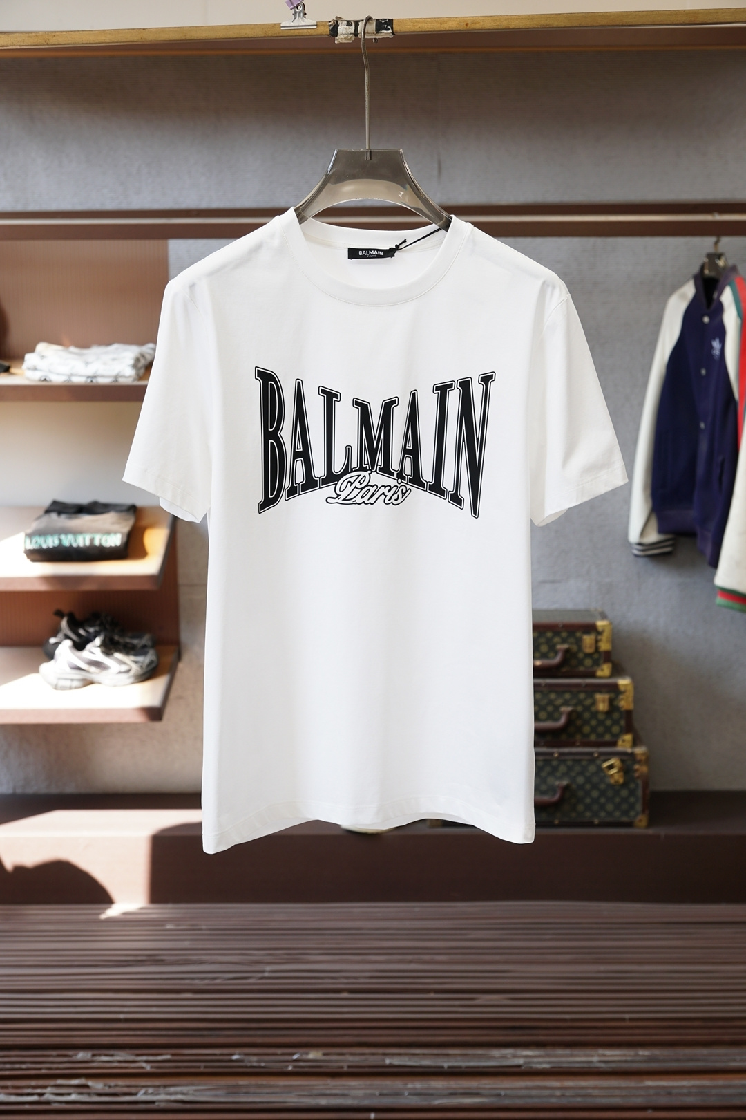 巴尔曼❤️👾❤️Balmain.SS26春夏字母印花标识短袖T恤，🏆🏆🍖正面饰“Balmain Pari