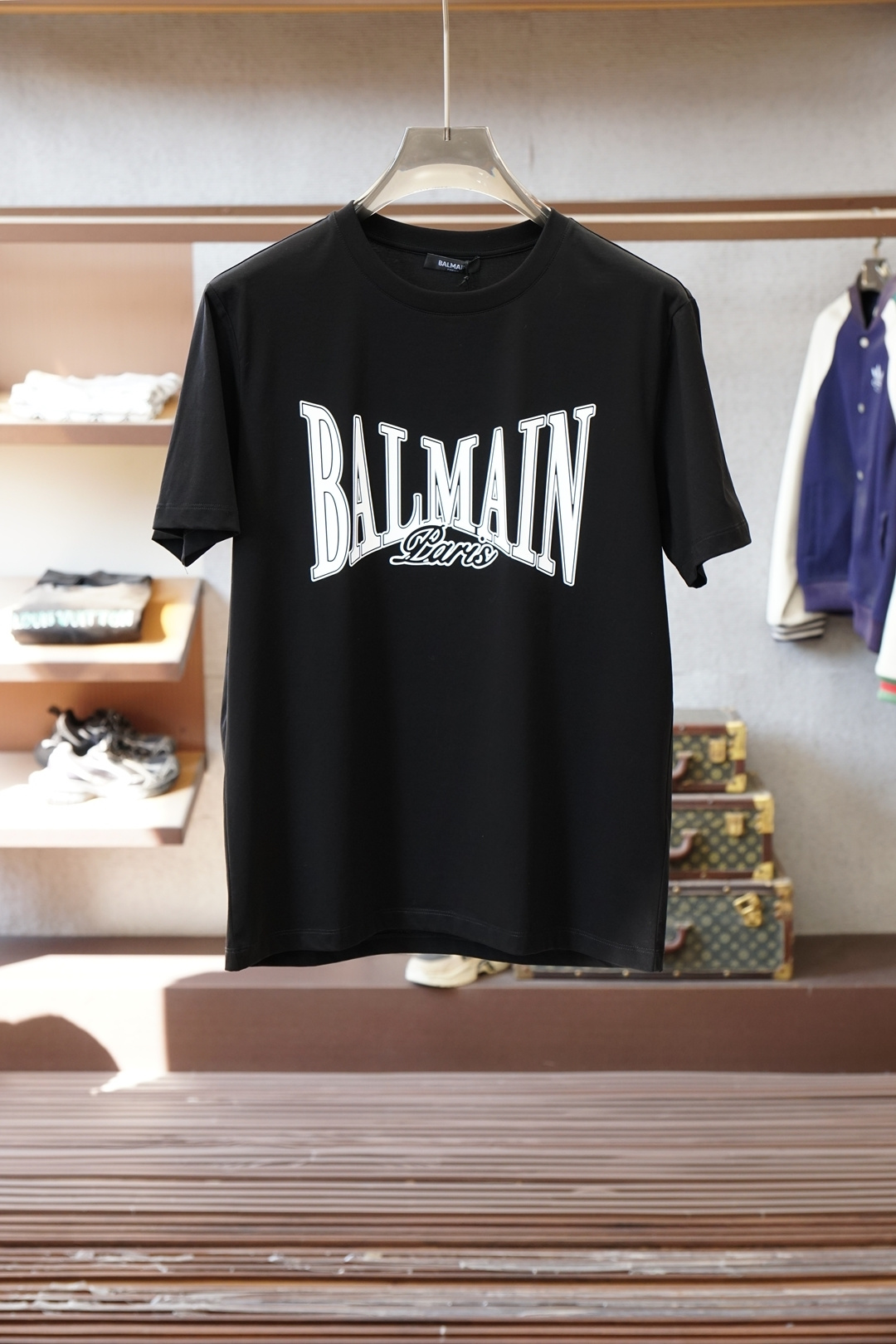 巴尔曼❤️👾❤️Balmain.SS26春夏字母印花标识短袖T恤，🏆🏆🍖正面饰“Balmain Pari